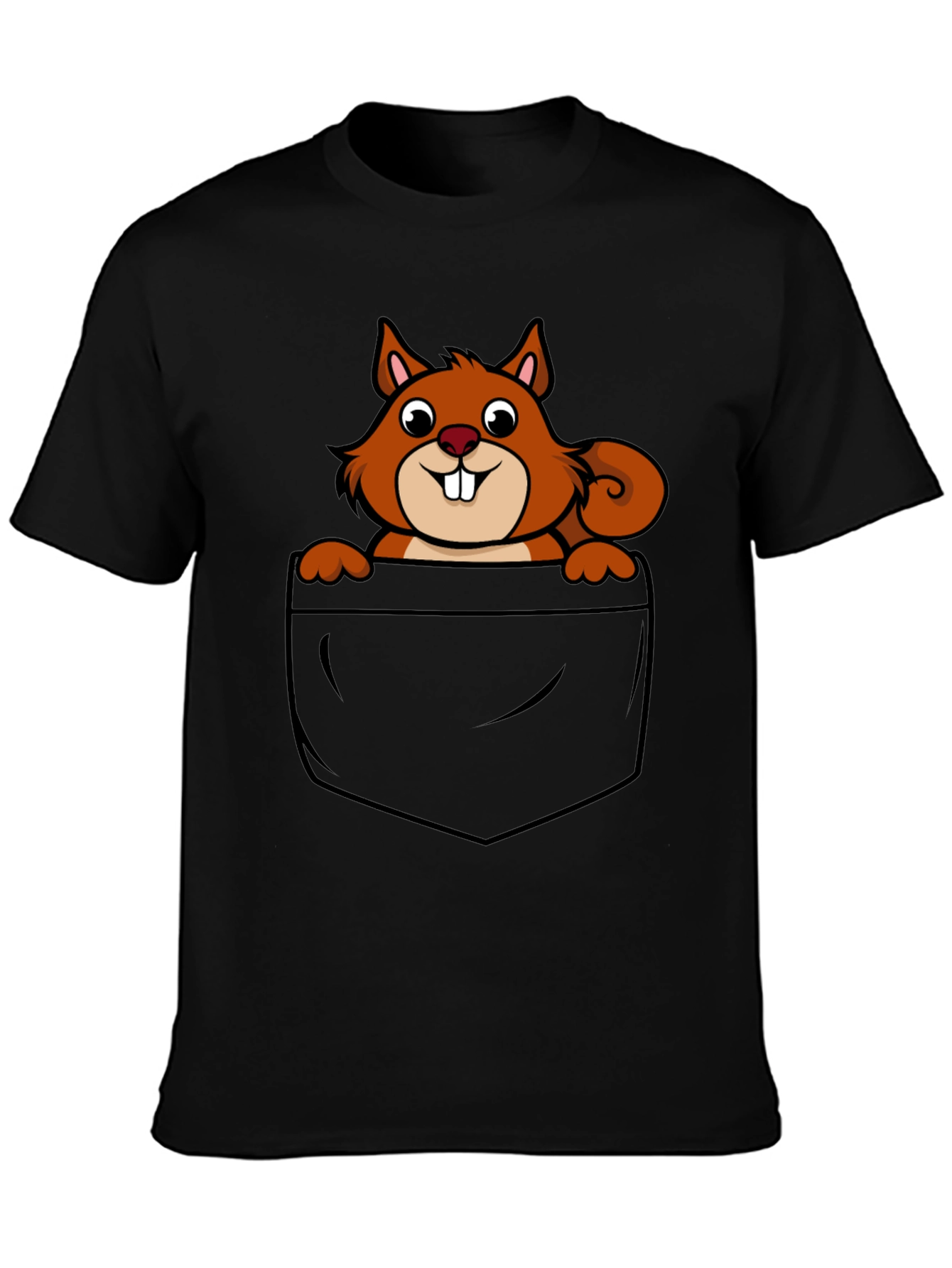 Black Squirrel in Pocket Graphic T-Shirt - Black view 3