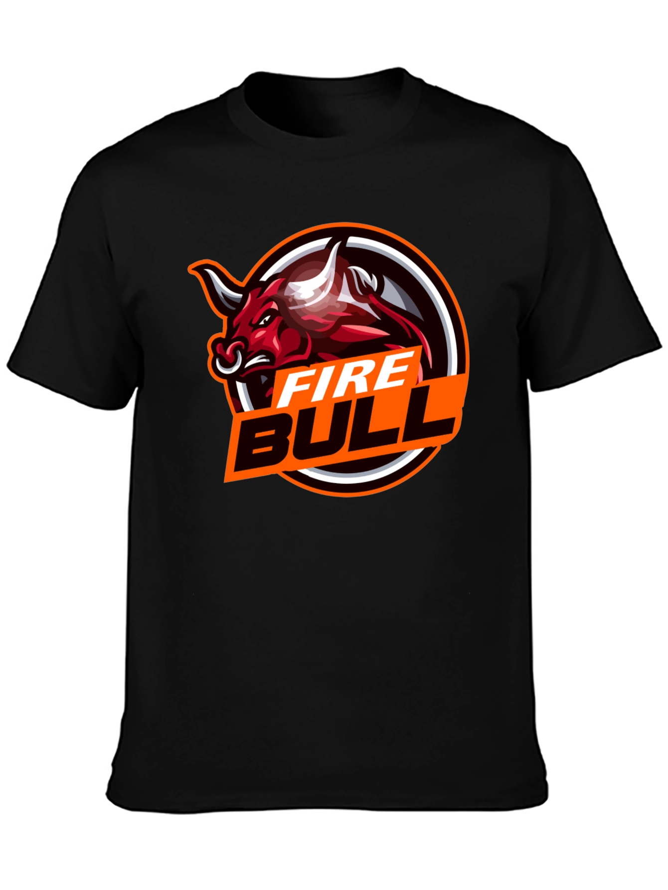 Black Fire Bull Graphic Tee - Black Cotton T-Shirt view 3
