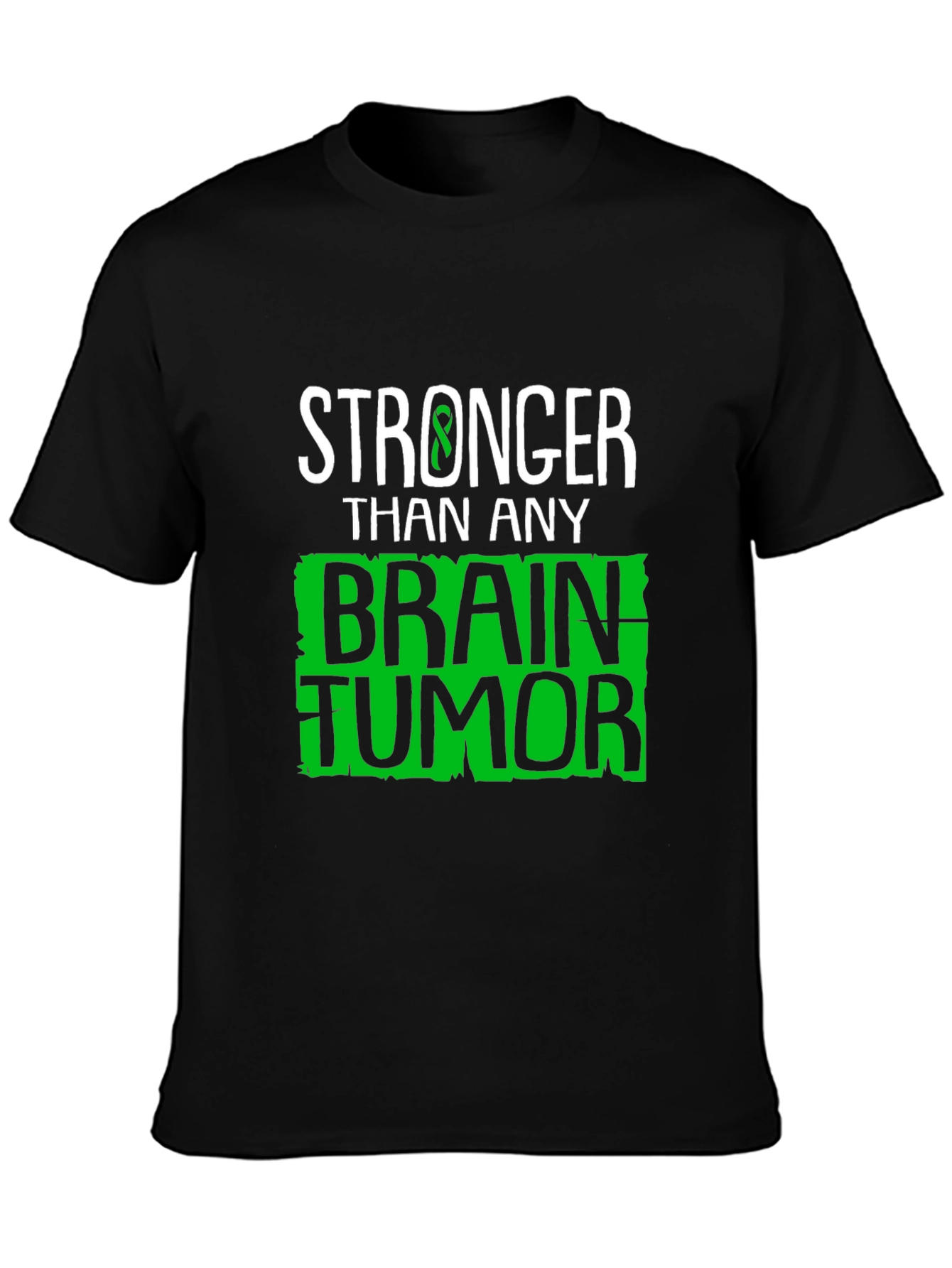 Black Stronger Than Any Brain Tumor Awareness T-Shirt view 3