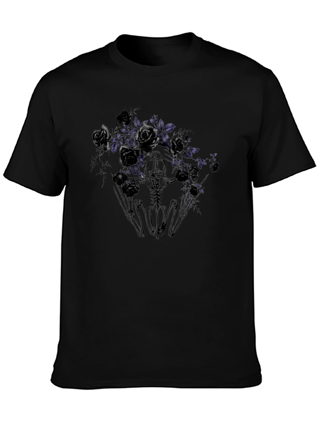 Black Gothic Floral Skeleton T-Shirt view 3
