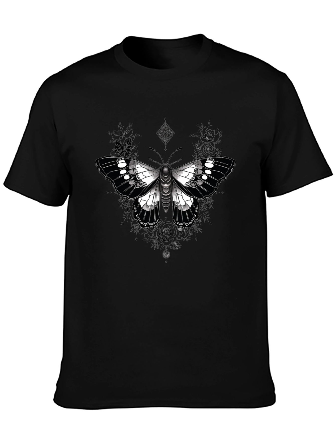 Black Butterfly Graphic Print Black T-Shirt view 3