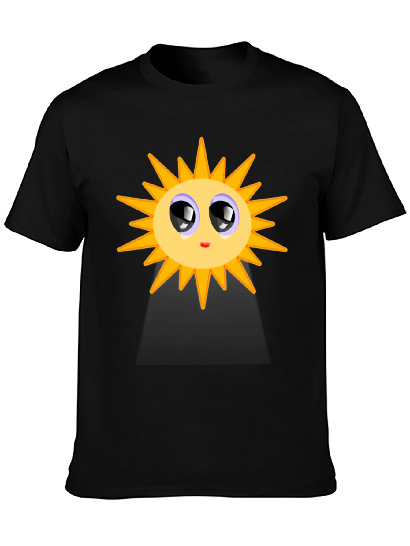 Black Cute Sun Graphic T-Shirt - Black Cotton Blend view 3