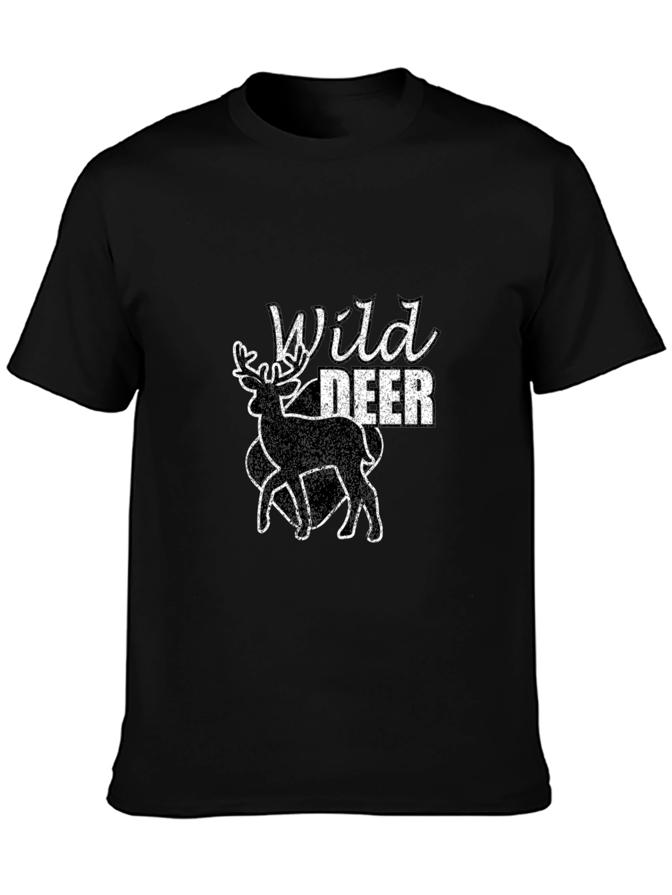 Black Wild Deer Graphic Black T-Shirt view 3