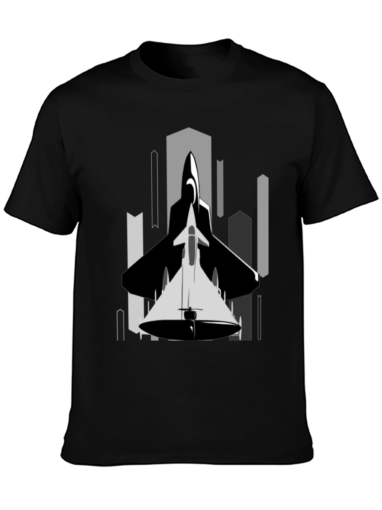 Black Stealth Jet Graphic Tee - Urban Style Black T-Shirt view 3