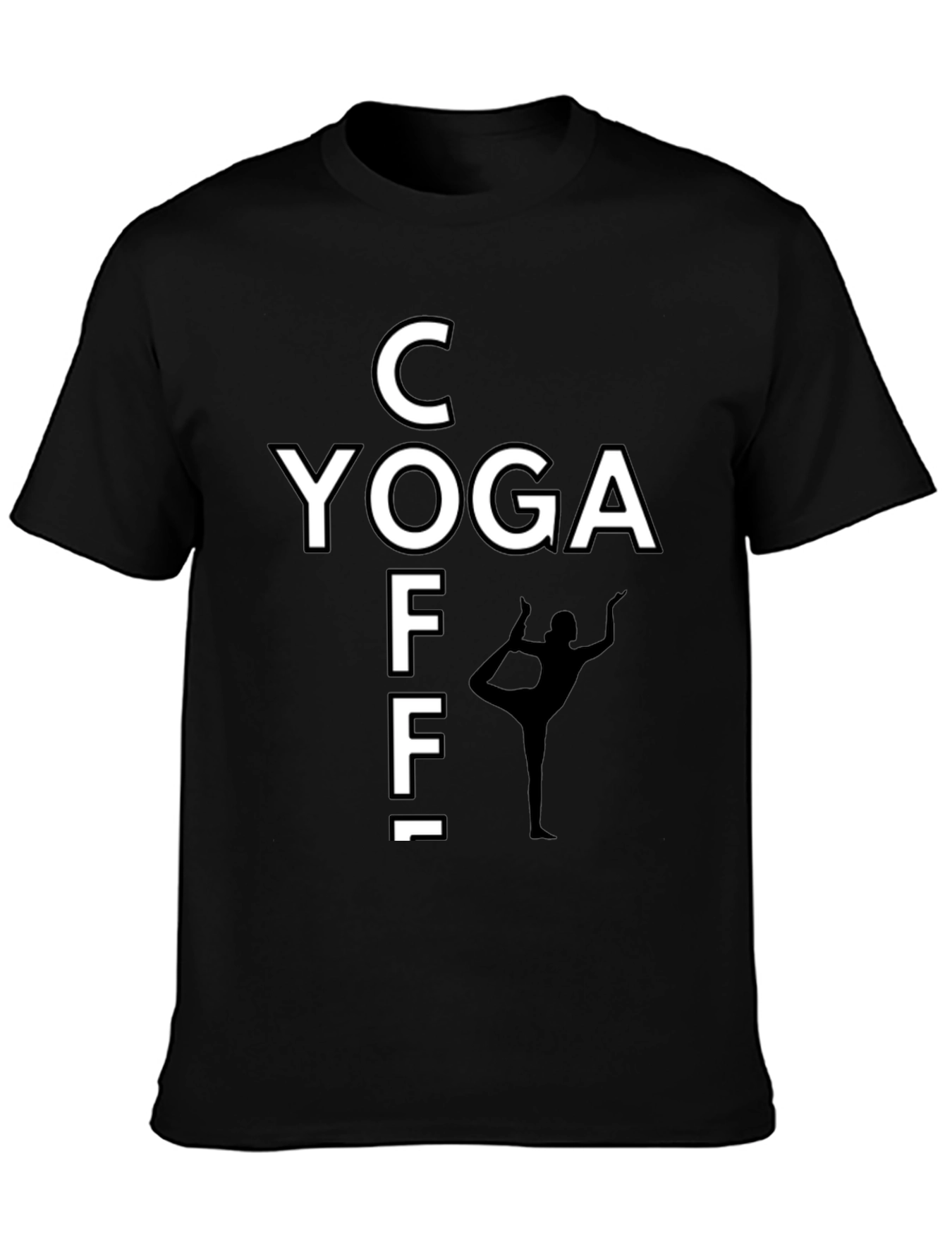 Black Yoga Coffee T-Shirt - Black, Comfy, Relaxed Fit view 3