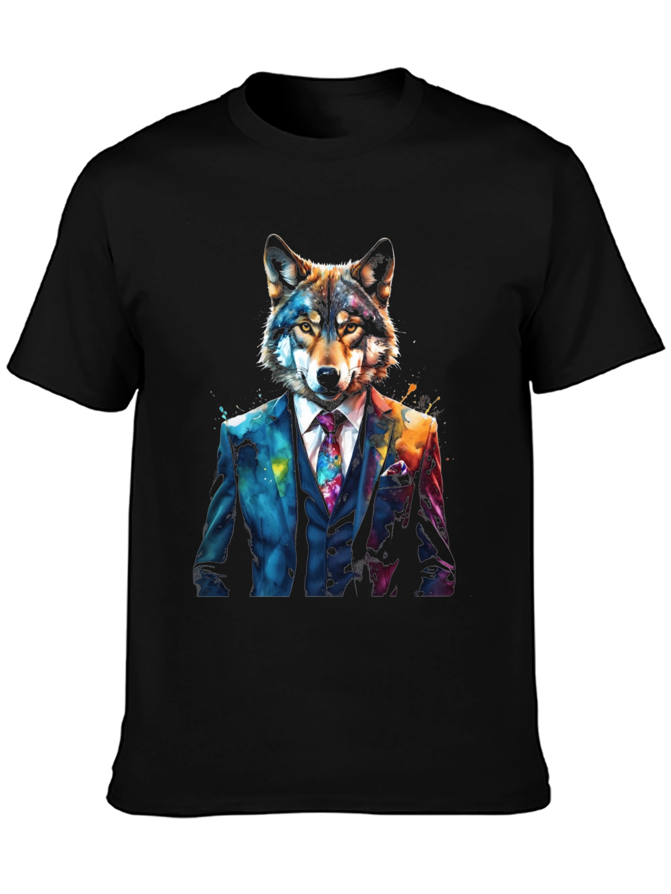 Black Wolf in Suit Graphic Tee - Unique Animal Design view 3