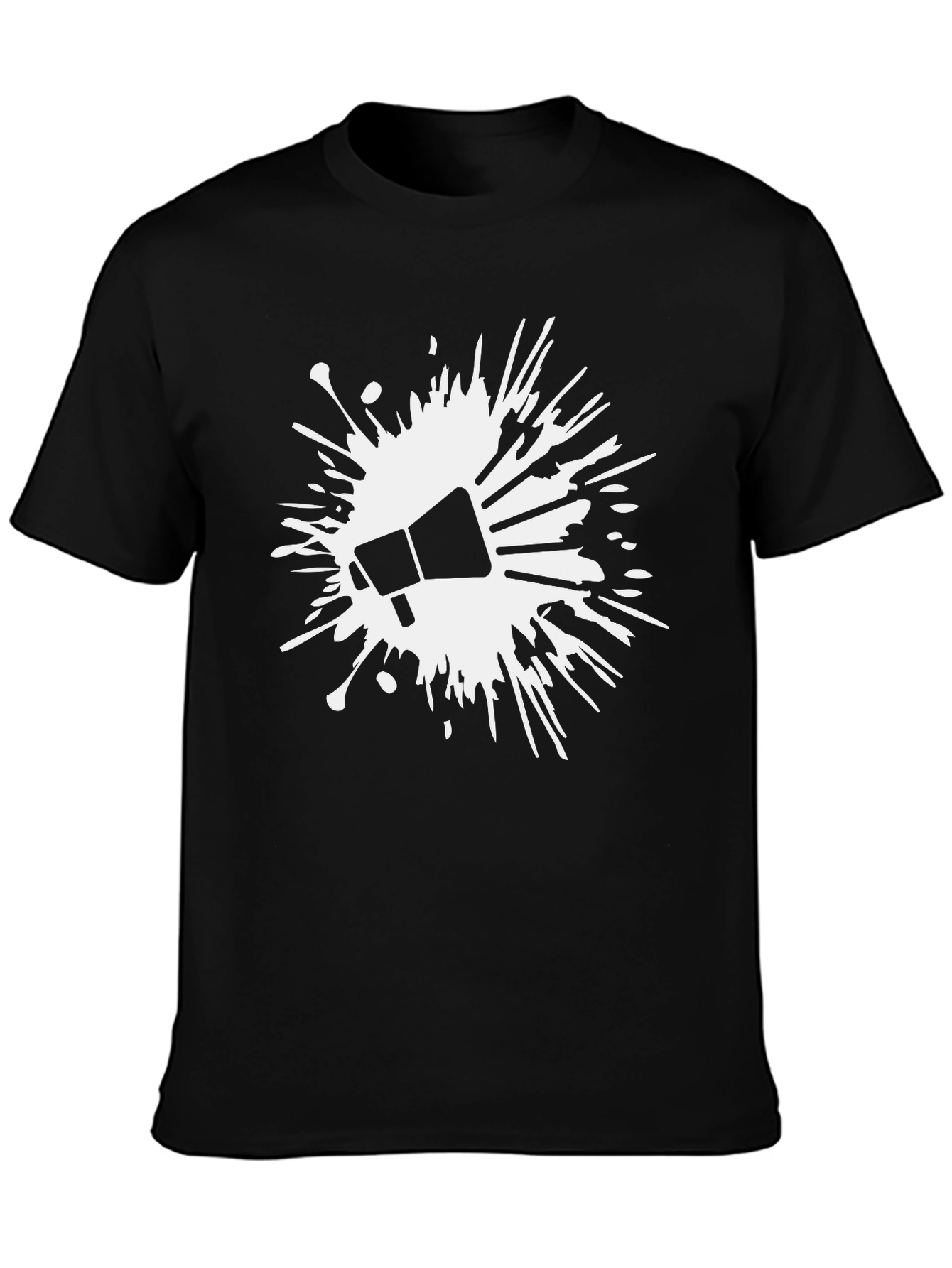 Black Statement Tee: Megaphone Splash Graphic Black T-Shirt view 3