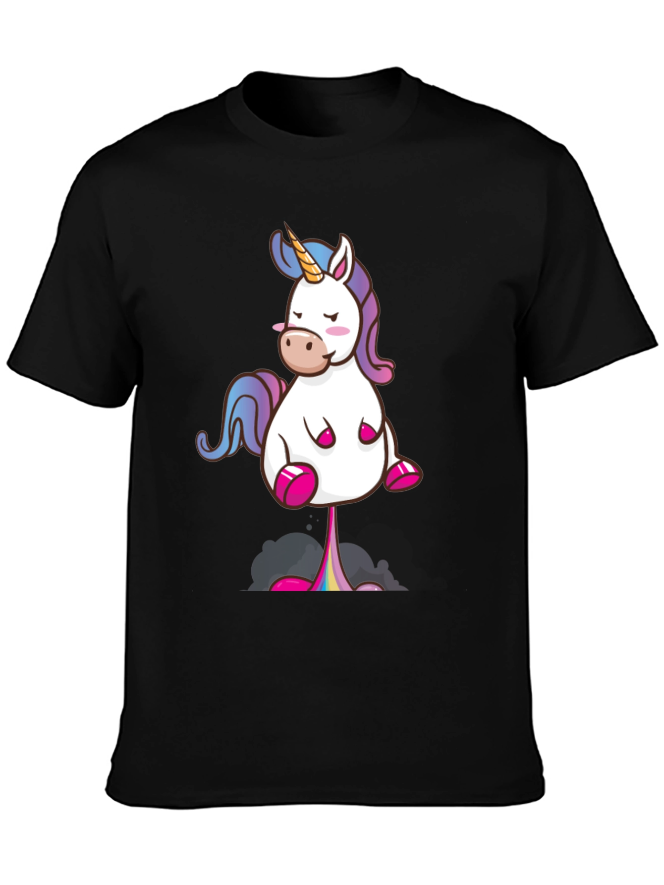 Black Funny Unicorn T-Shirt - Rainbow Poop Tee view 3