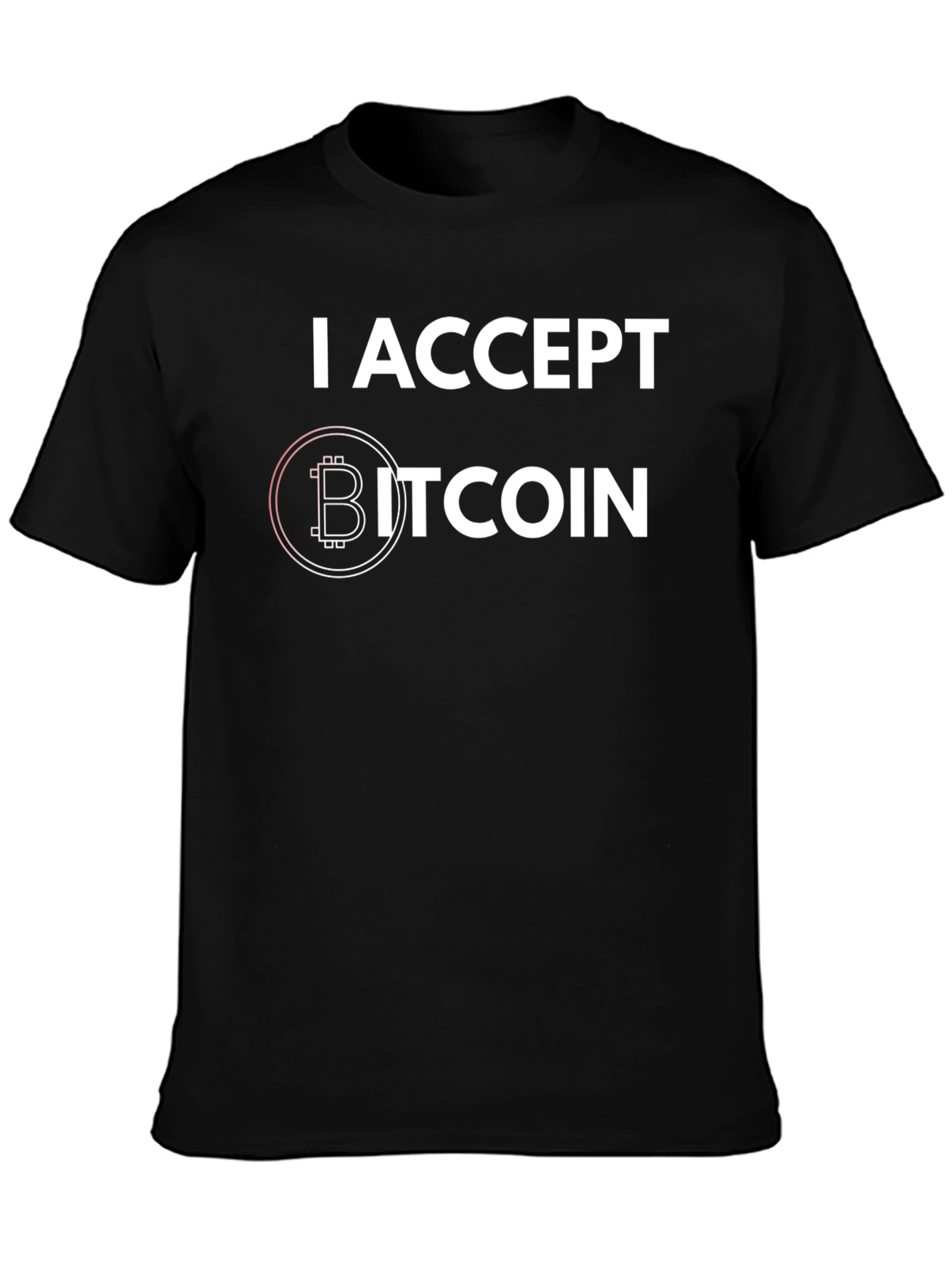 Black I Accept Bitcoin Black T-Shirt view 3