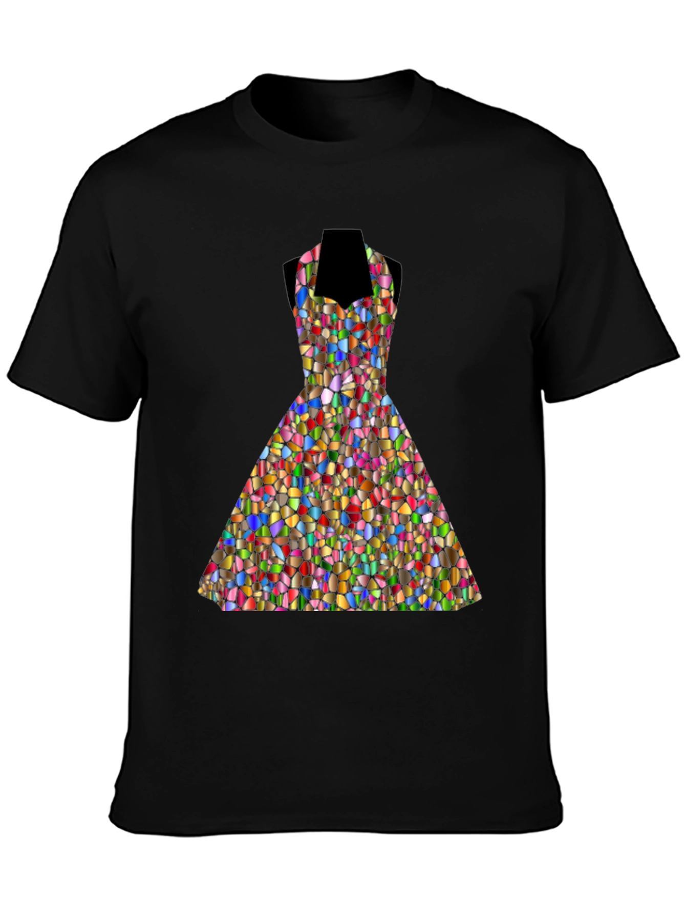 Black Mosaic Dress T-Shirt - Abstract Art Tee view 3