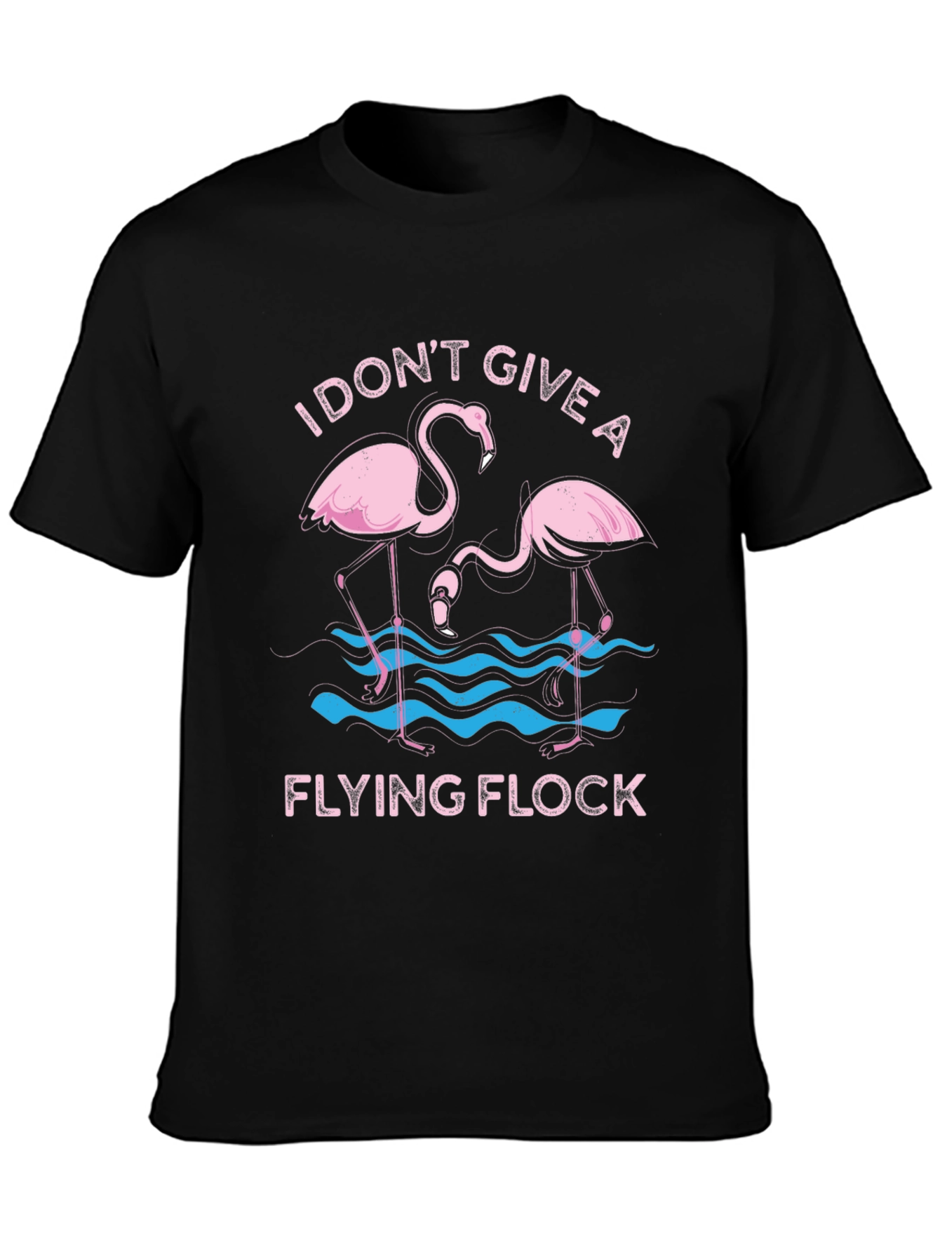 Black Funny Flamingo Graphic T-Shirt - I Don't Give a Flying Flock Tee view 3