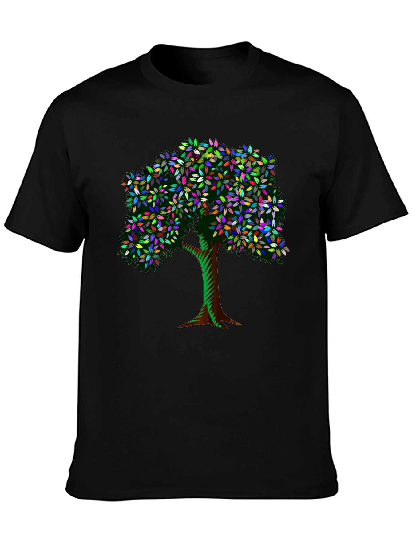 Black Colorful Tree Graphic Tee - Nature Inspired Art view 3