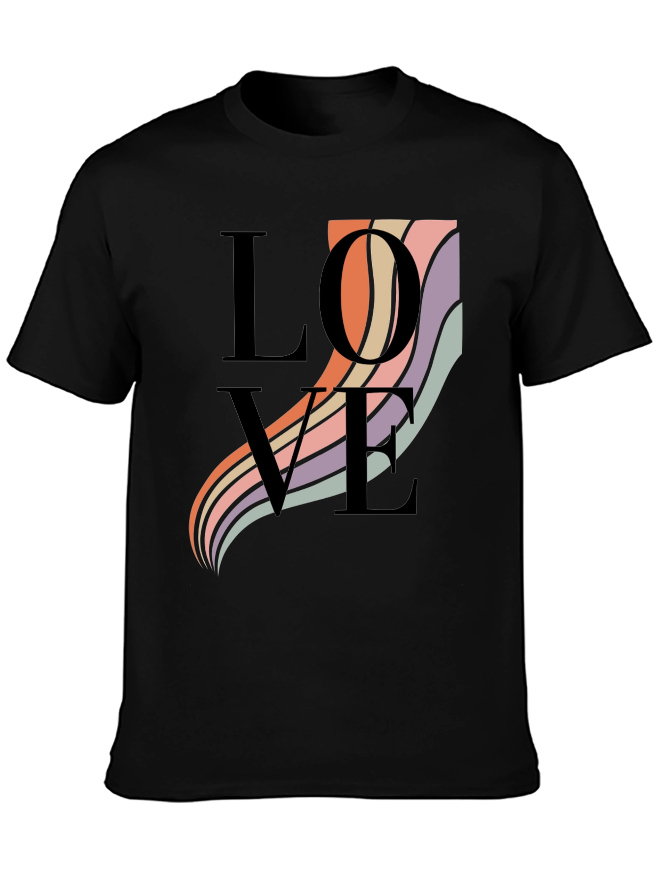 Black Love Waves Graphic T-Shirt - Black view 3