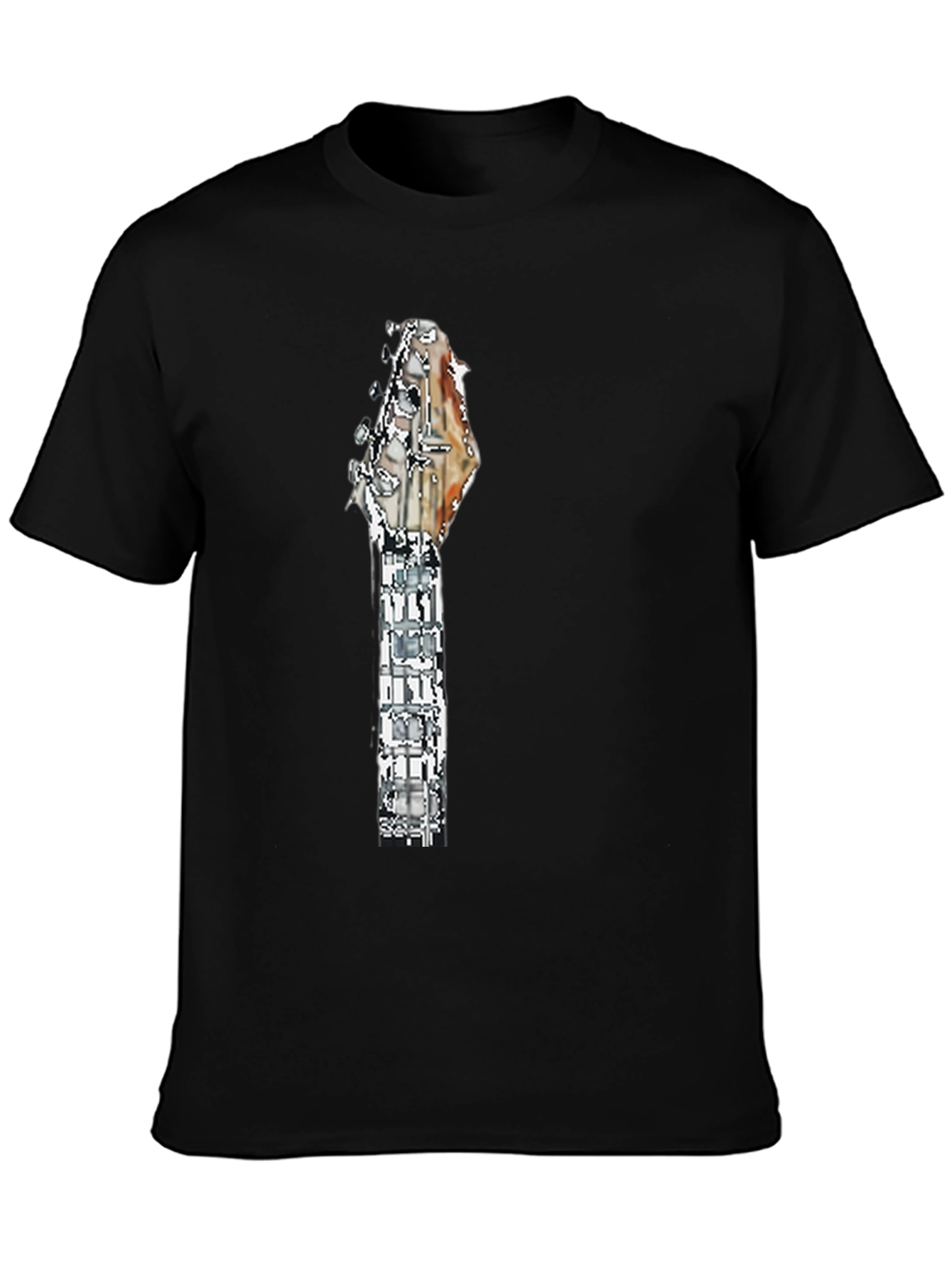 Black Guitar Headstock Graphic Tee - Rocker Style view 3