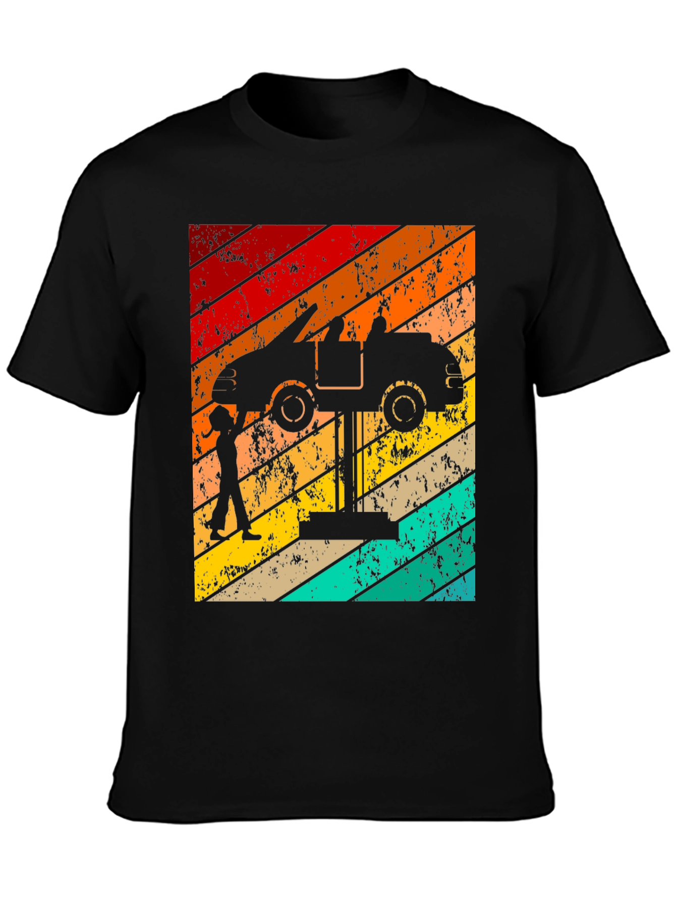 Black Retro Car Mechanic T-Shirt view 3