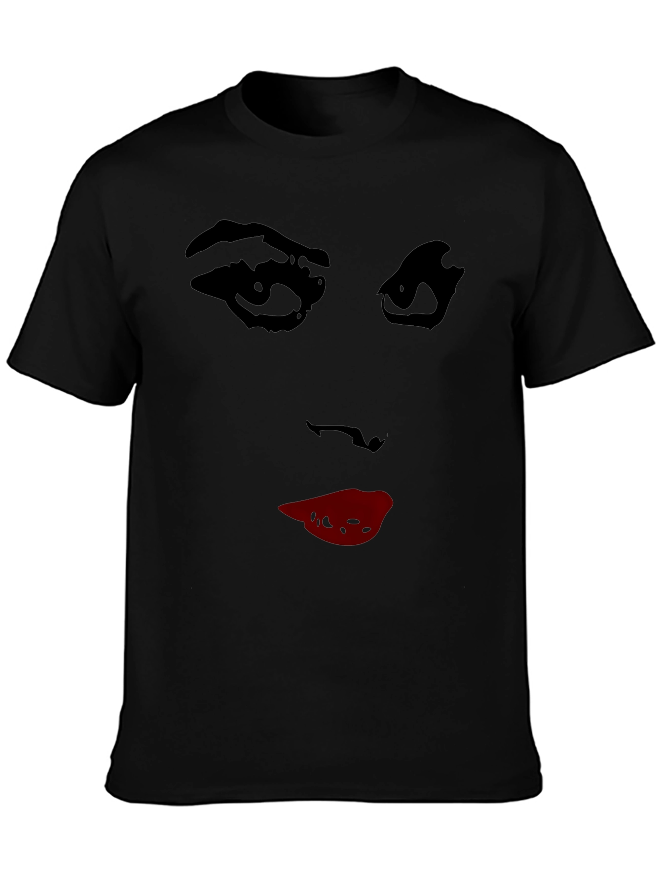 Black Abstract Face Graphic Tee - Stylish Crew Neck T-Shirt view 3
