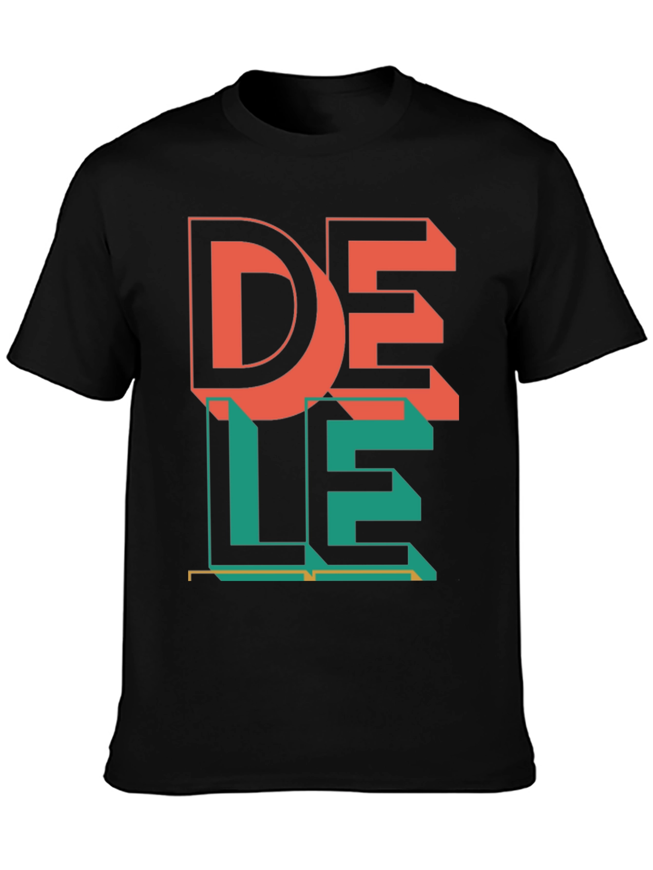 Black Retro DE LE Graphic Tee - Black Cotton Blend view 3