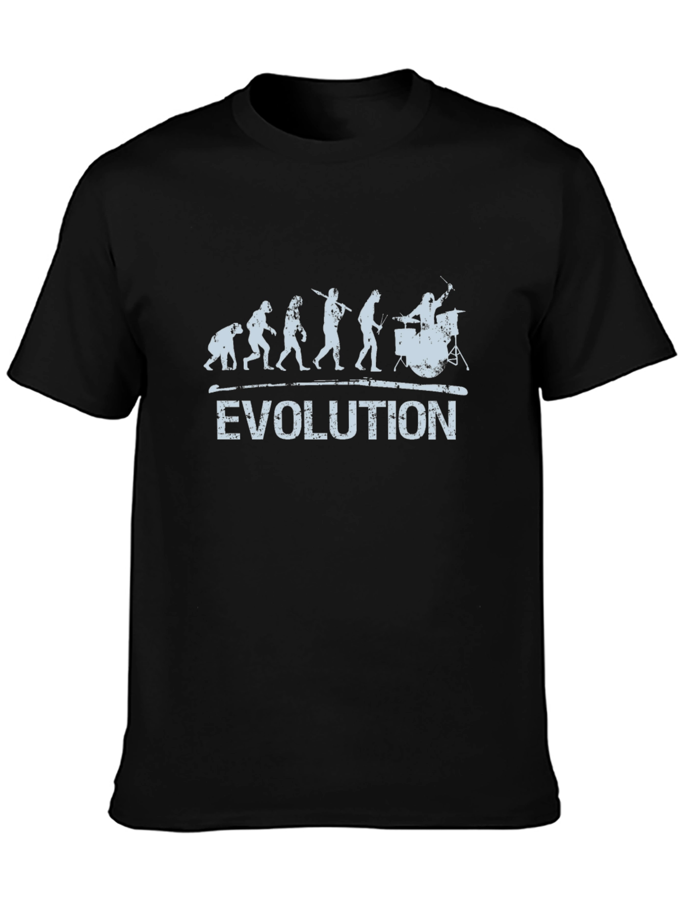 Black Evolution of Drummer T-Shirt - Black Cotton Tee view 3