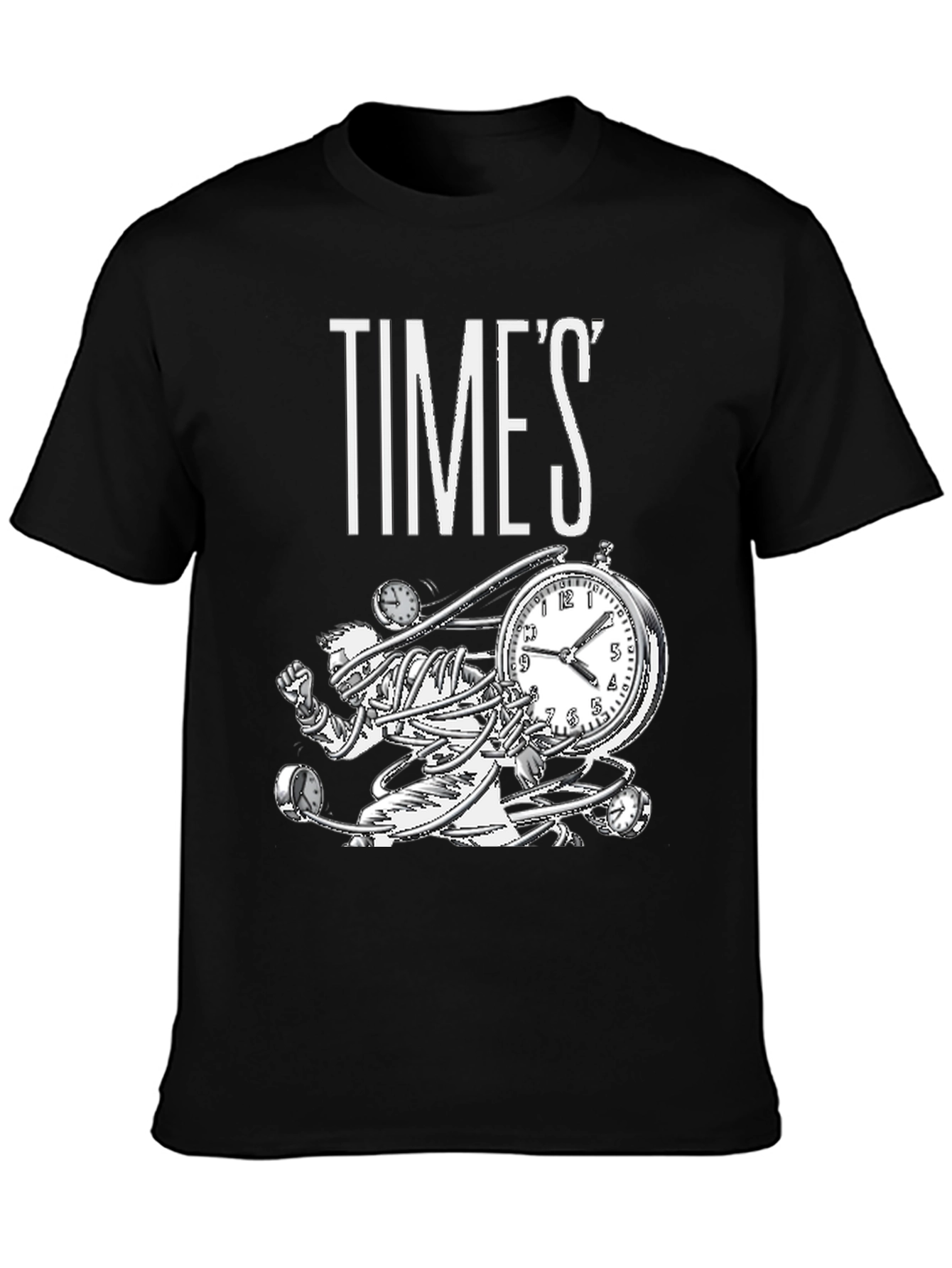 Black Time Warp Graphic Tee - Black Cotton T-Shirt view 3