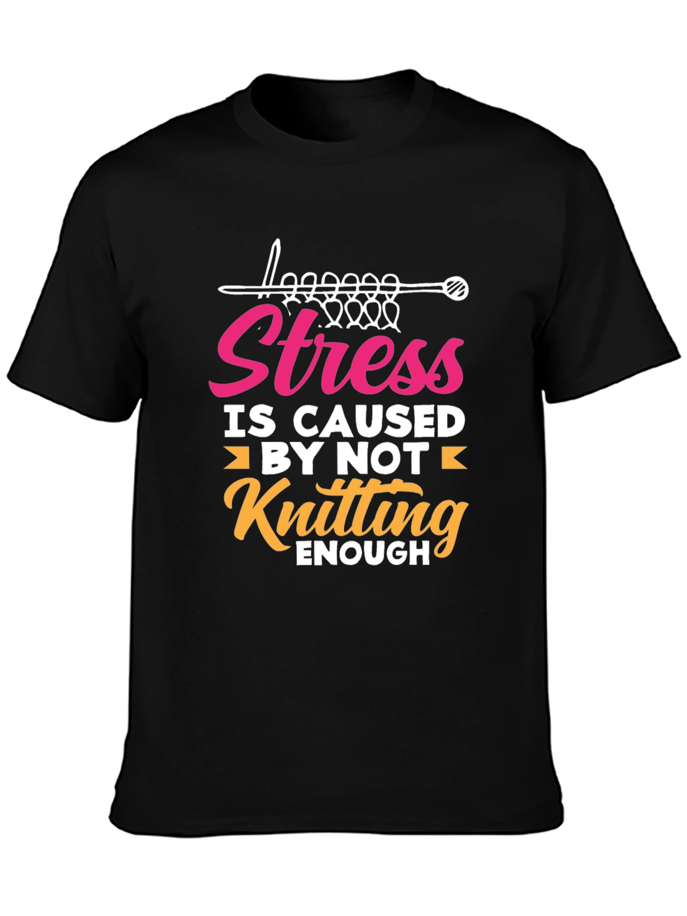 Black Stress Knitting T-Shirt - Yarn Lover Tee view 3