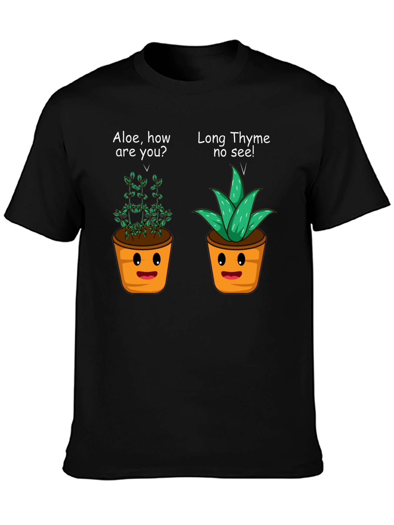 Black Funny Plant Puns T-Shirt - Aloe & Thyme Humor Tee view 3