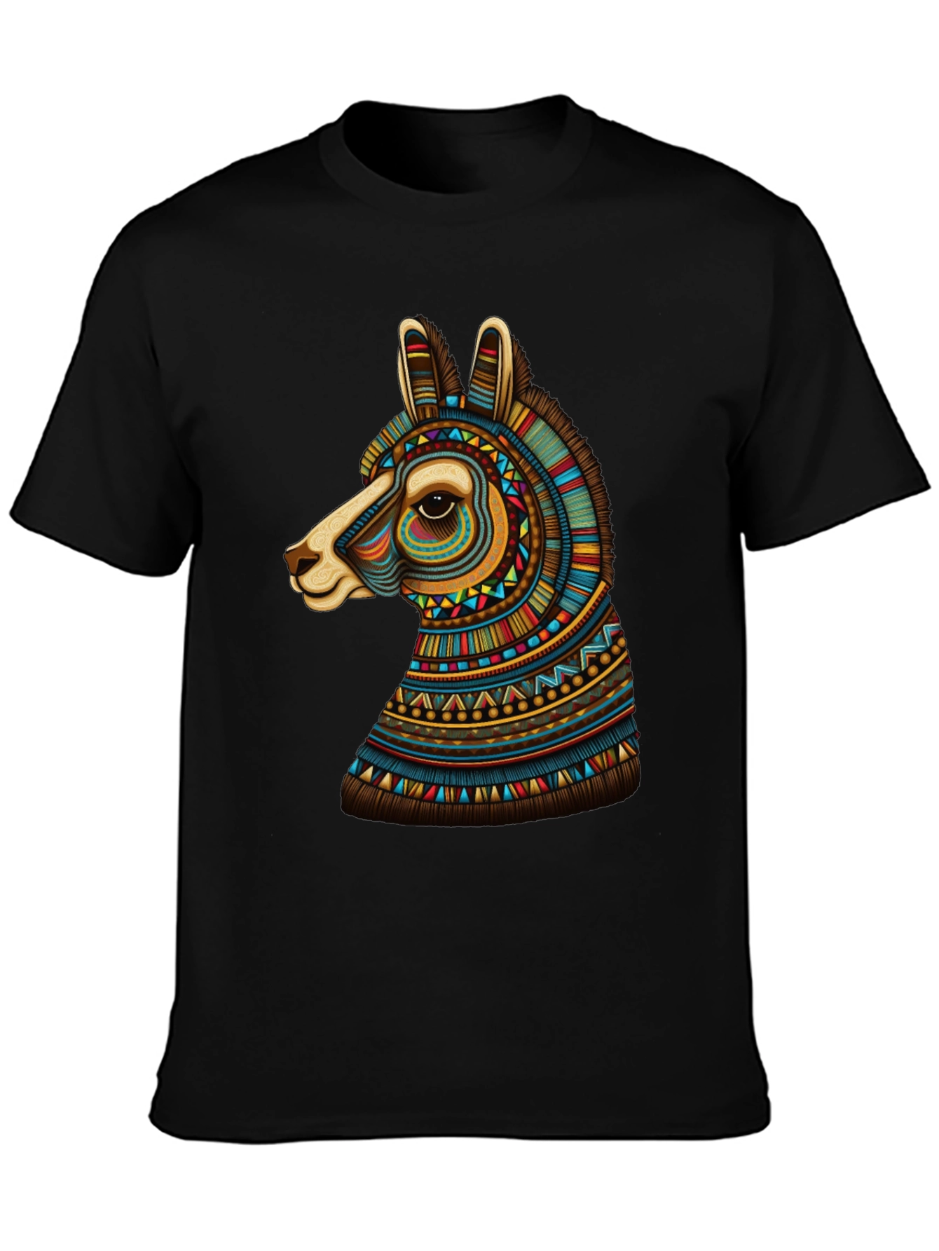 Black Llama Graphic Tee - Unique Tribal Design view 3
