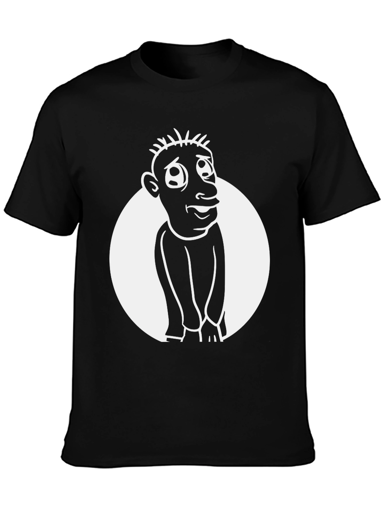 Black Cartoon Man Graphic Tee - Black Cotton Blend Shirt view 3