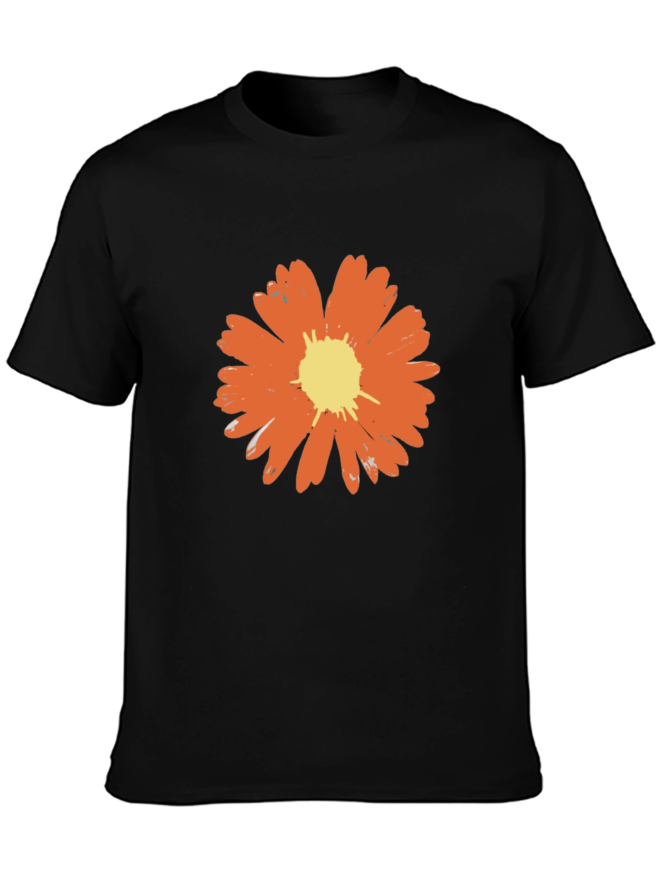 Black Bold Flower Graphic Tee - Black Casual T-Shirt view 3