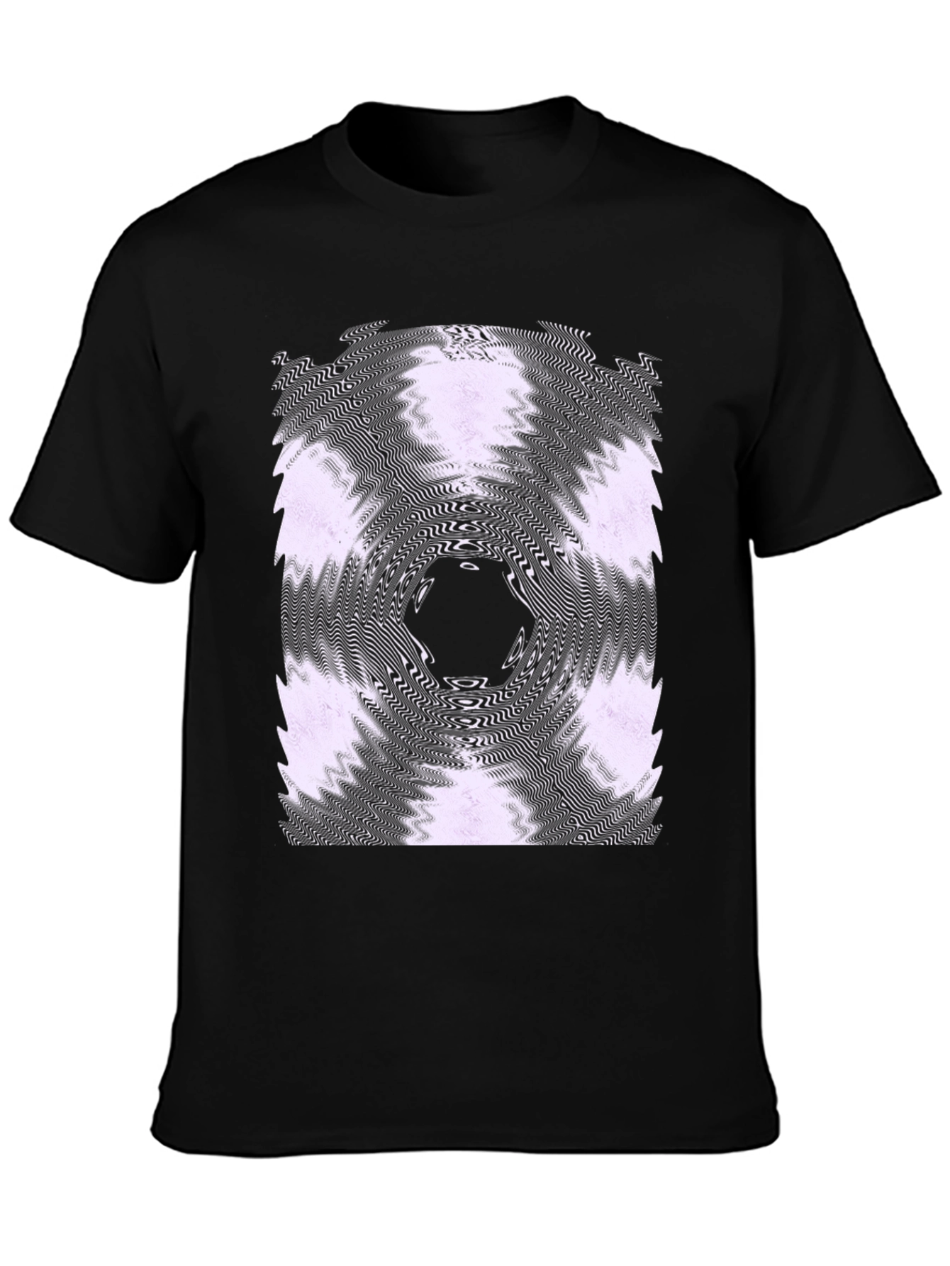 Black Abstract Vortex Graphic Tee - Black Cotton Blend view 3