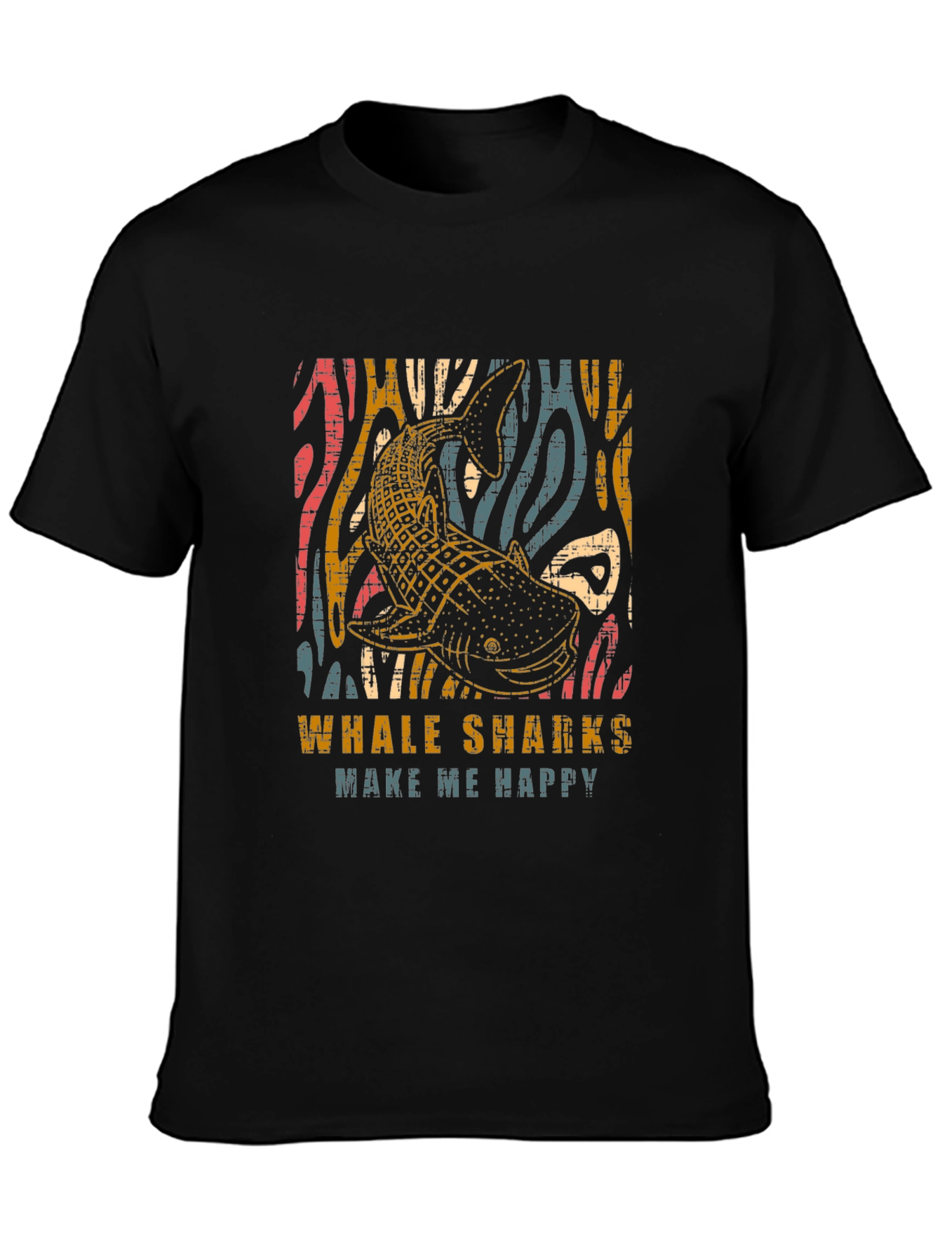 Black Whale Shark Graphic Tee -  Make Me Happy! Black Cotton view 3
