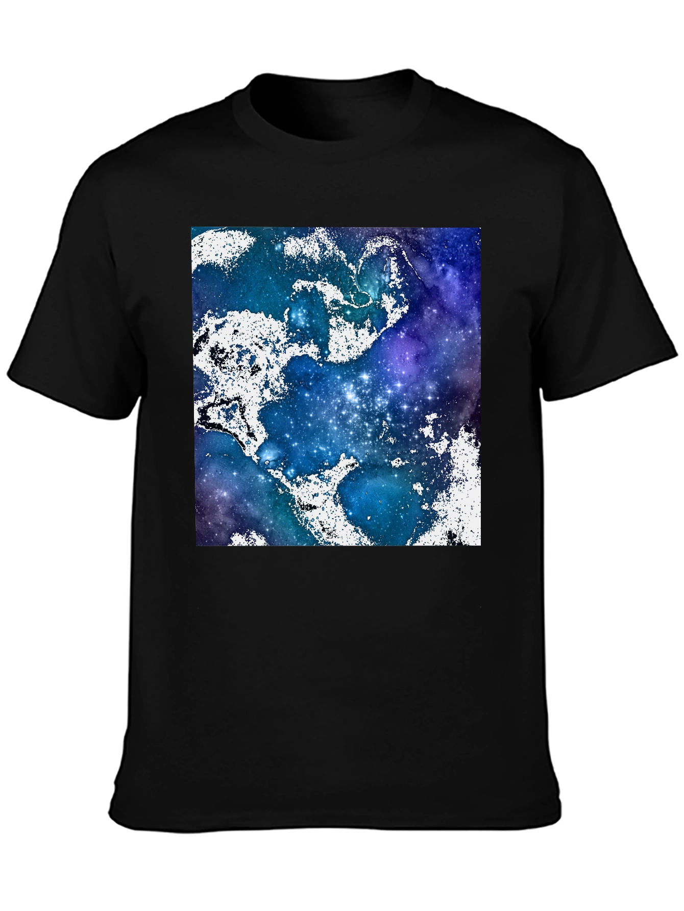 Black Galaxy Print Crew Neck T-Shirt view 3