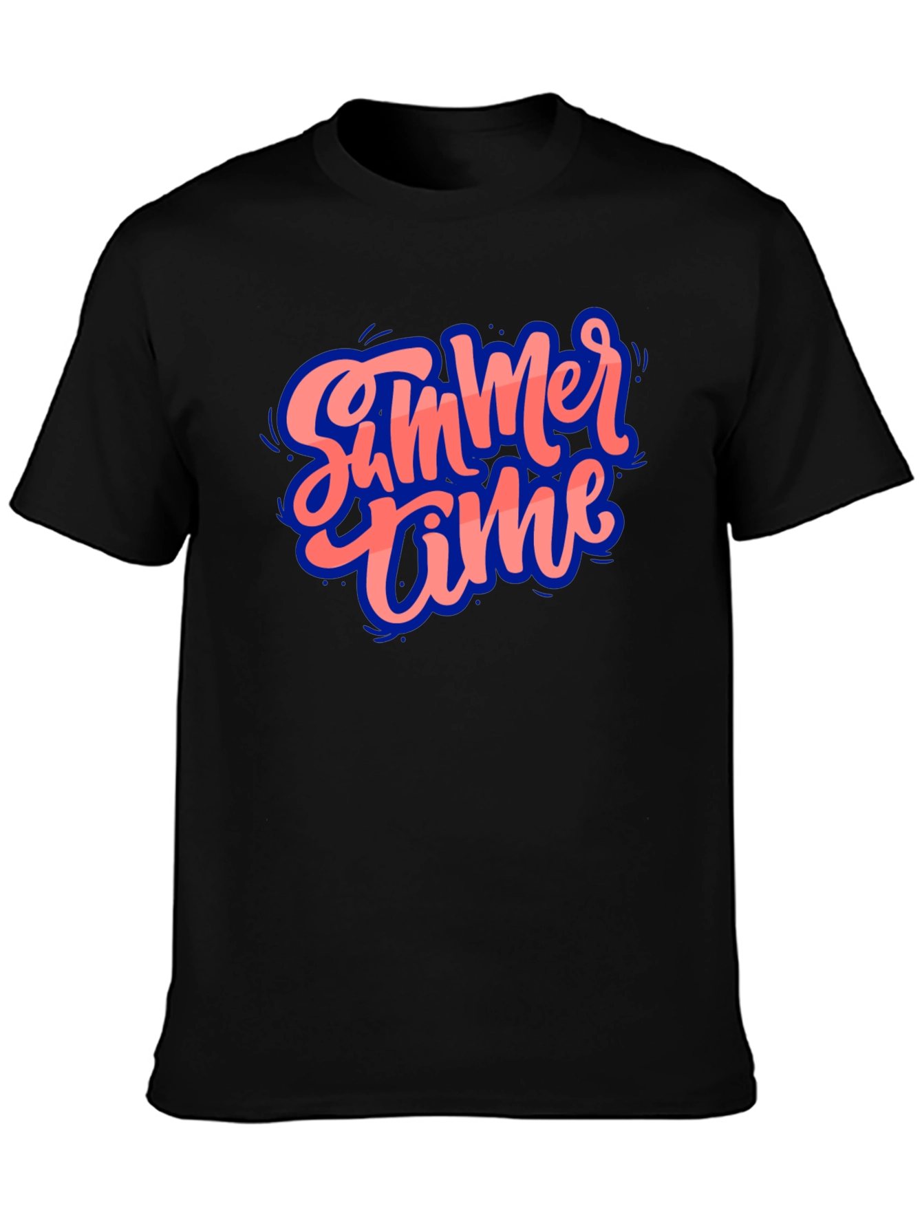 Black Summer Time Graphic Black T-Shirt view 3