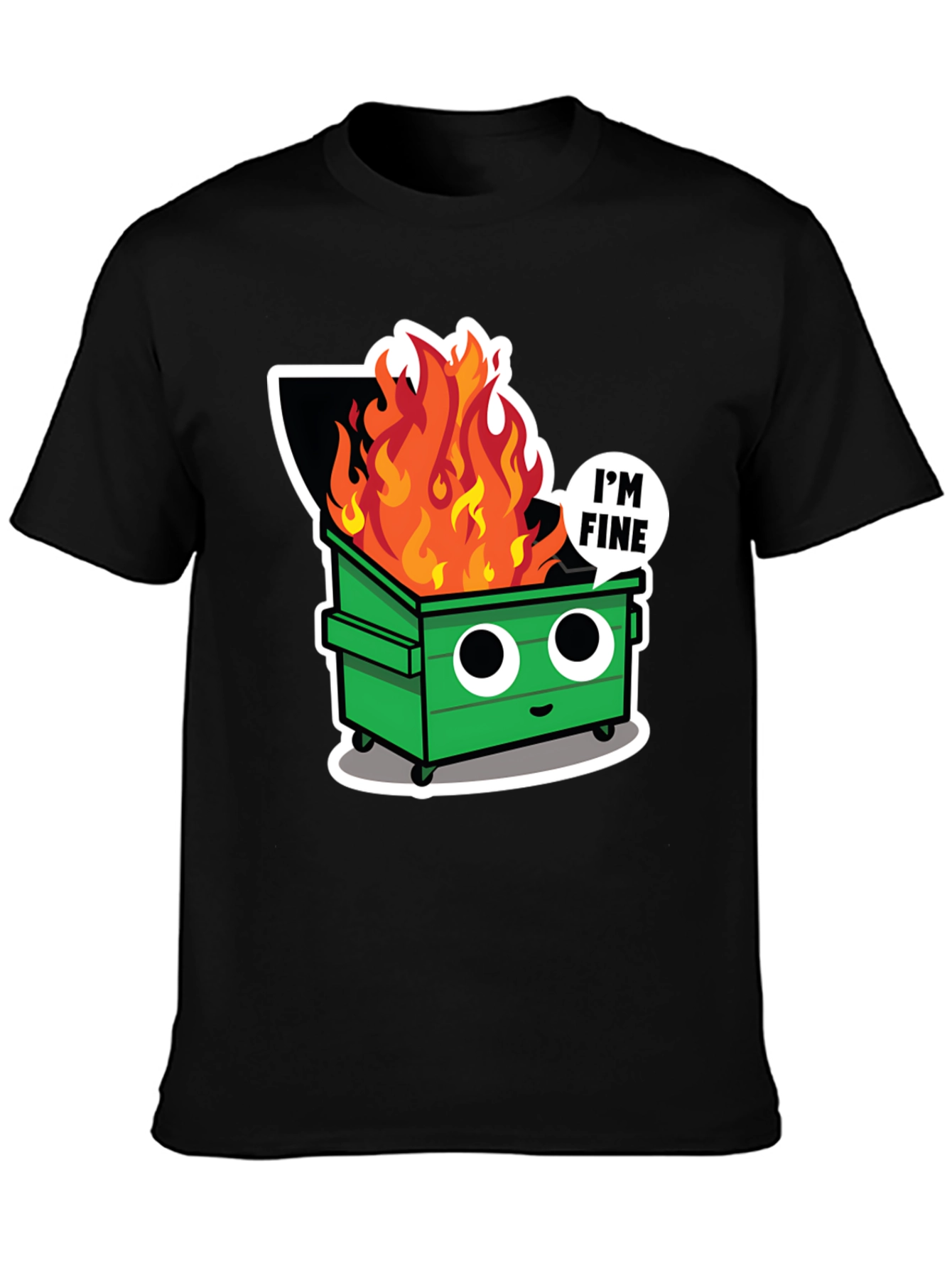 Black Dumpster Fire T-Shirt - I'm Fine Tee view 3