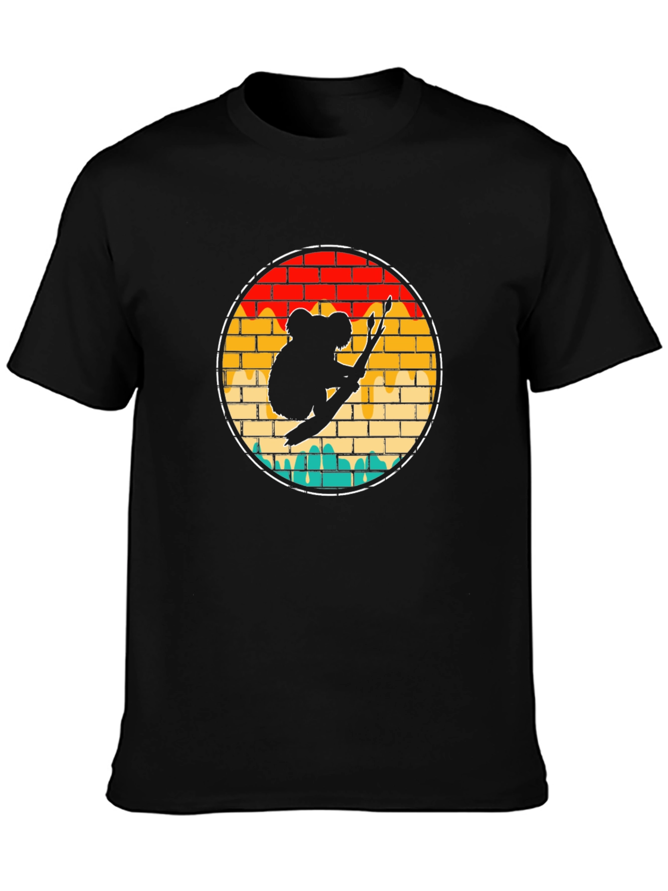 Black Koala on Branch Graphic Tee - Unisex Black T-Shirt view 3