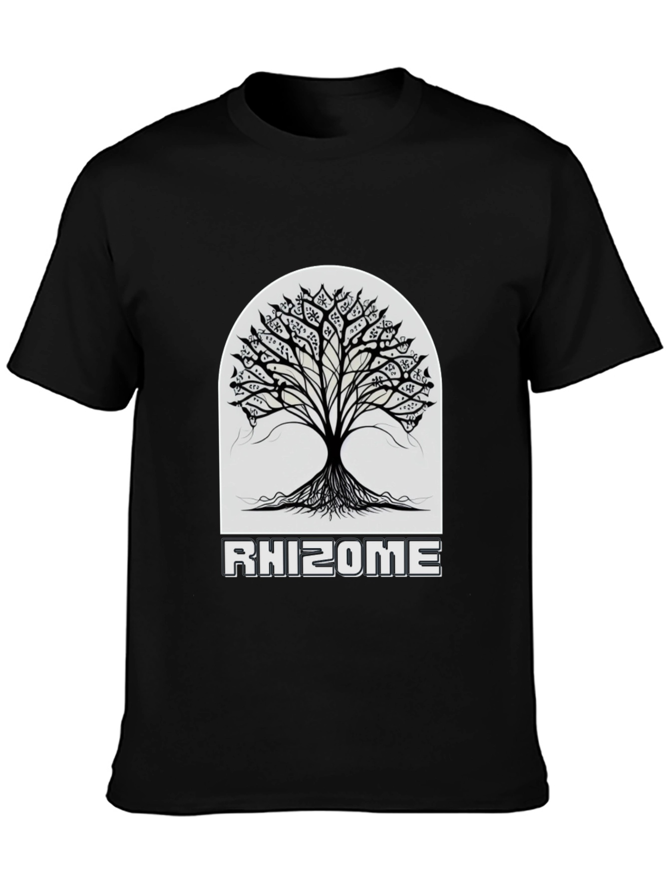 Black Rhizome Tree Black Graphic Tee view 3
