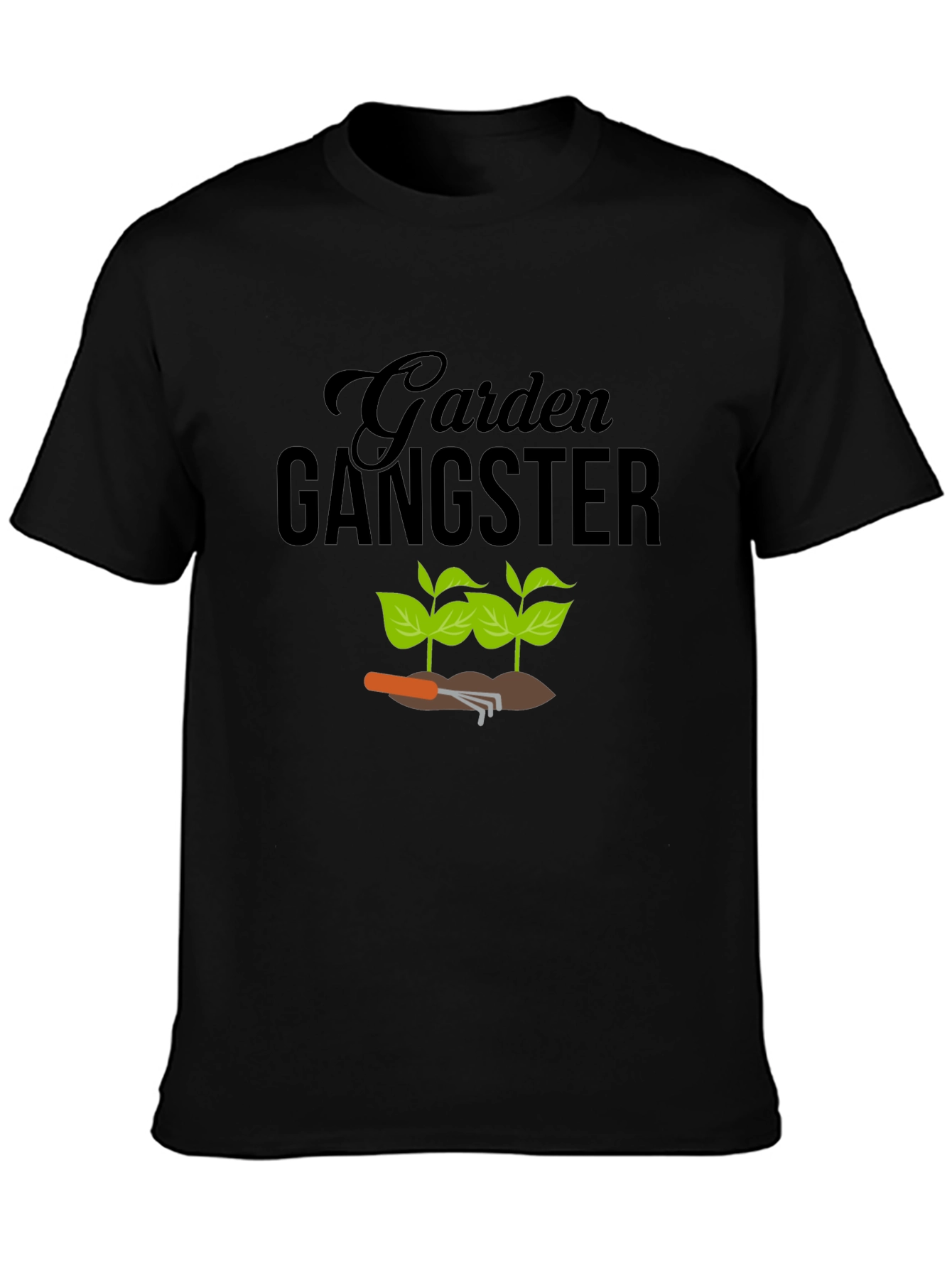 Black Garden Gangster Graphic Tee - Black Cotton T-Shirt view 3