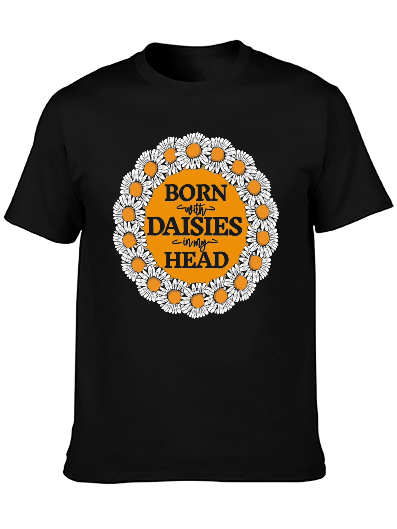 Black Daisy Head T-Shirt - Unique Floral Graphic Tee view 3