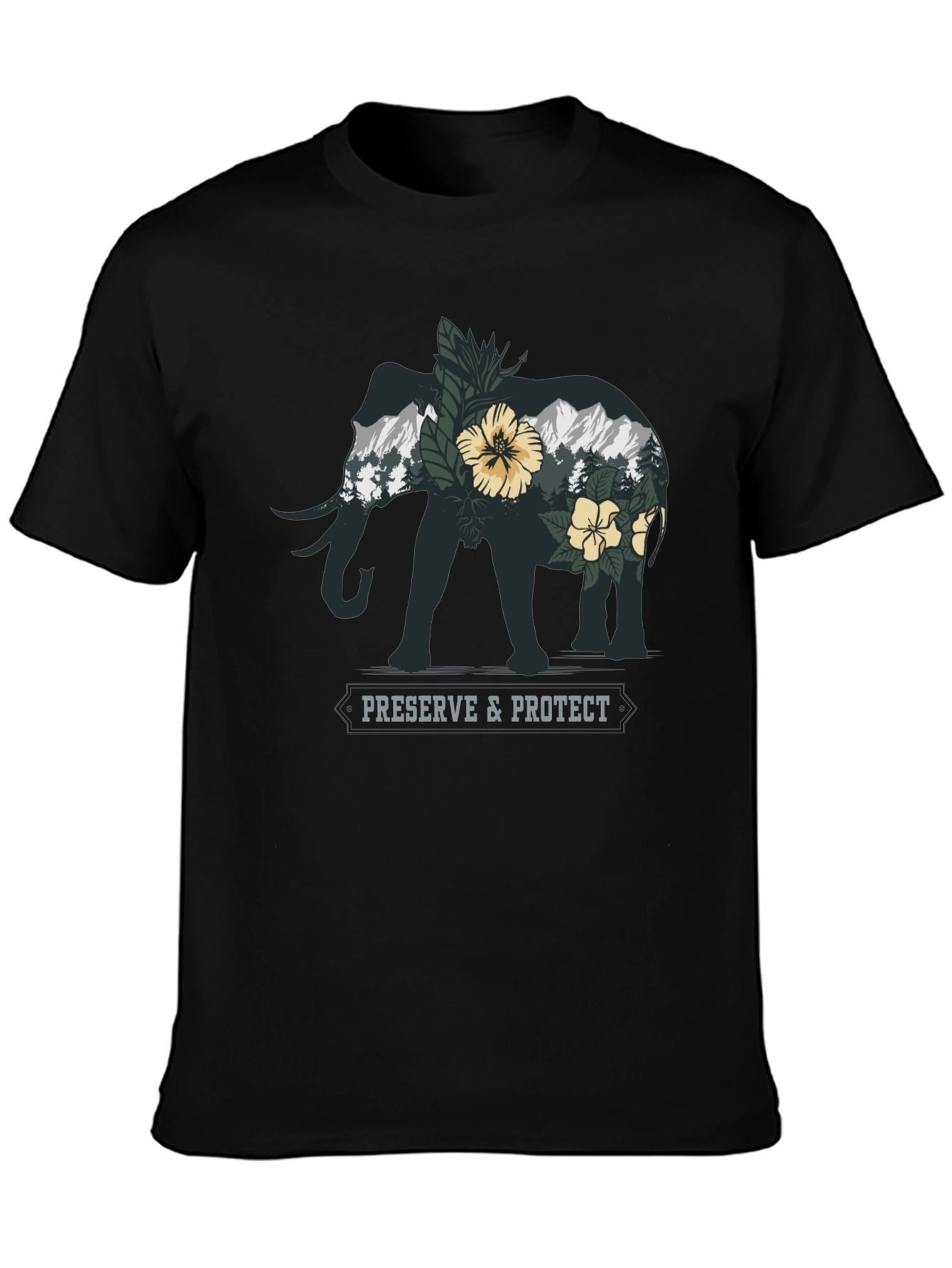 Black Elephant Nature Conservation Graphic Tee view 3