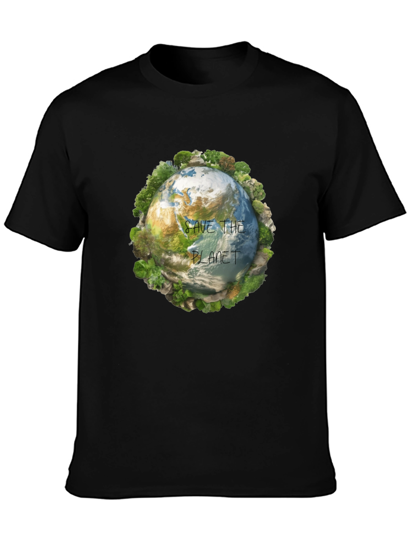 Black Save the Planet Graphic T-Shirt view 3