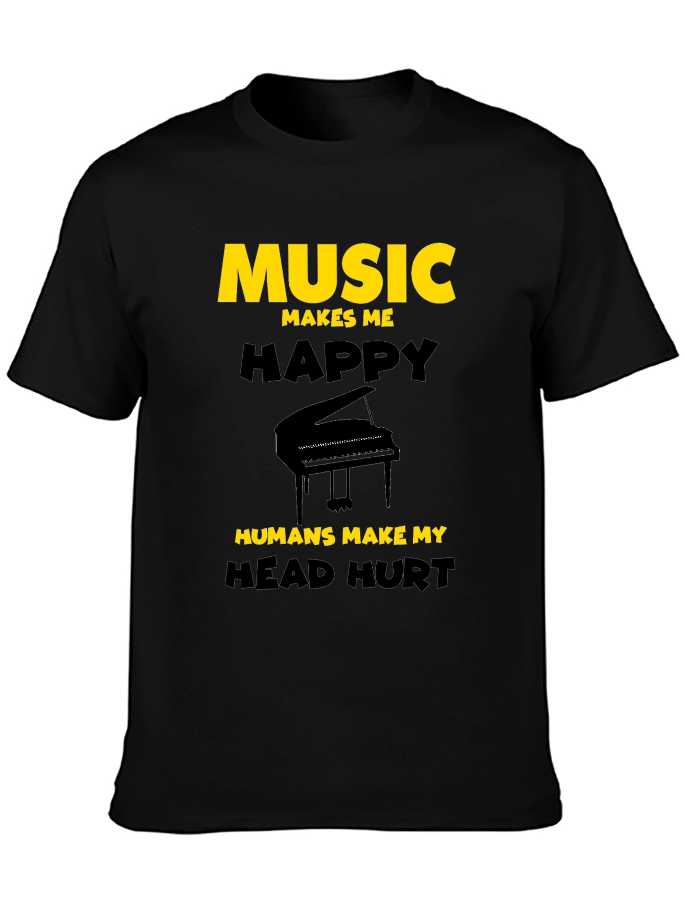 Black Music Lover T-Shirt: Music Makes Me Happy view 3
