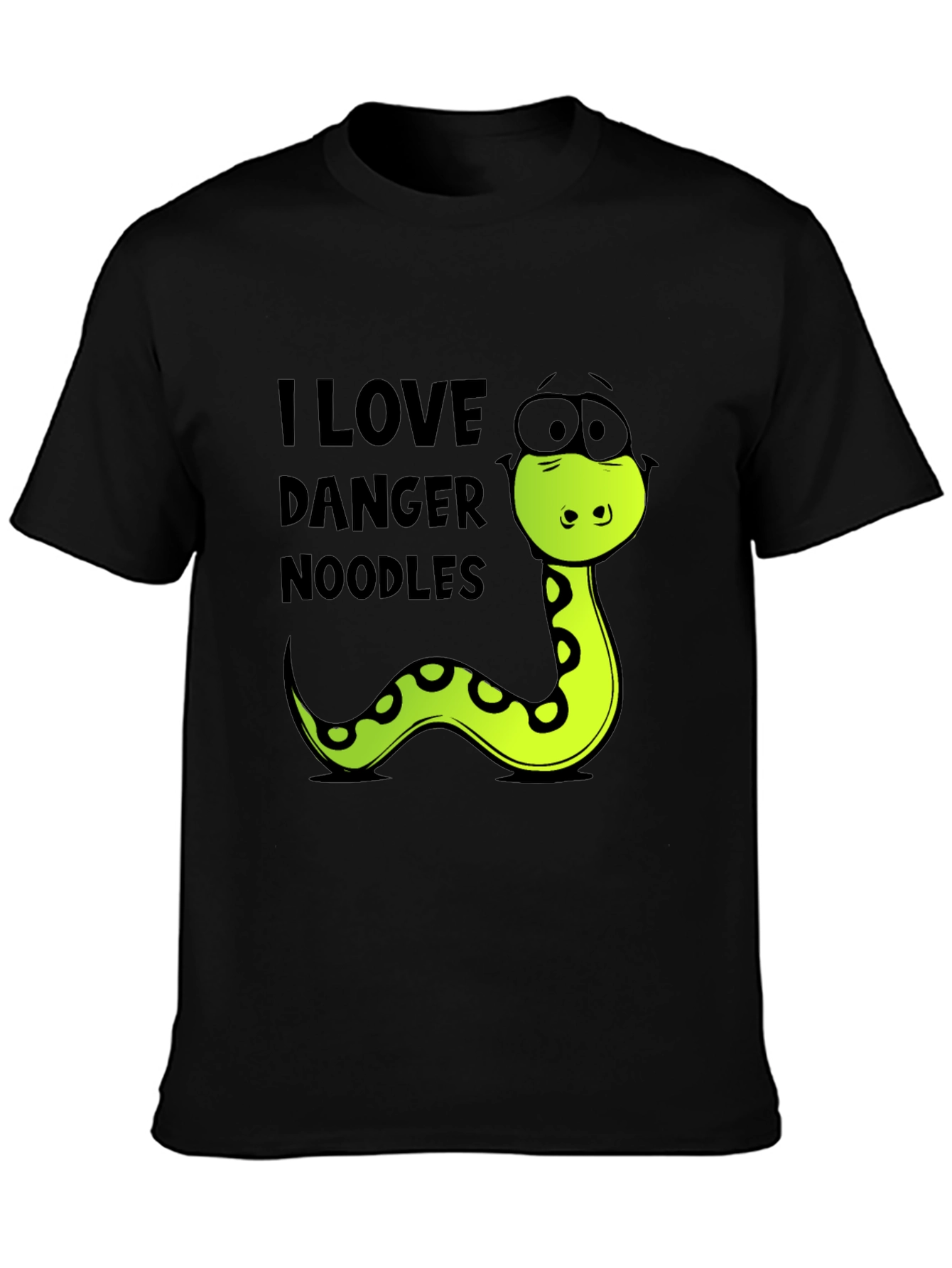 Black Danger Noodles T-Shirt - Funny Snake Tee view 3
