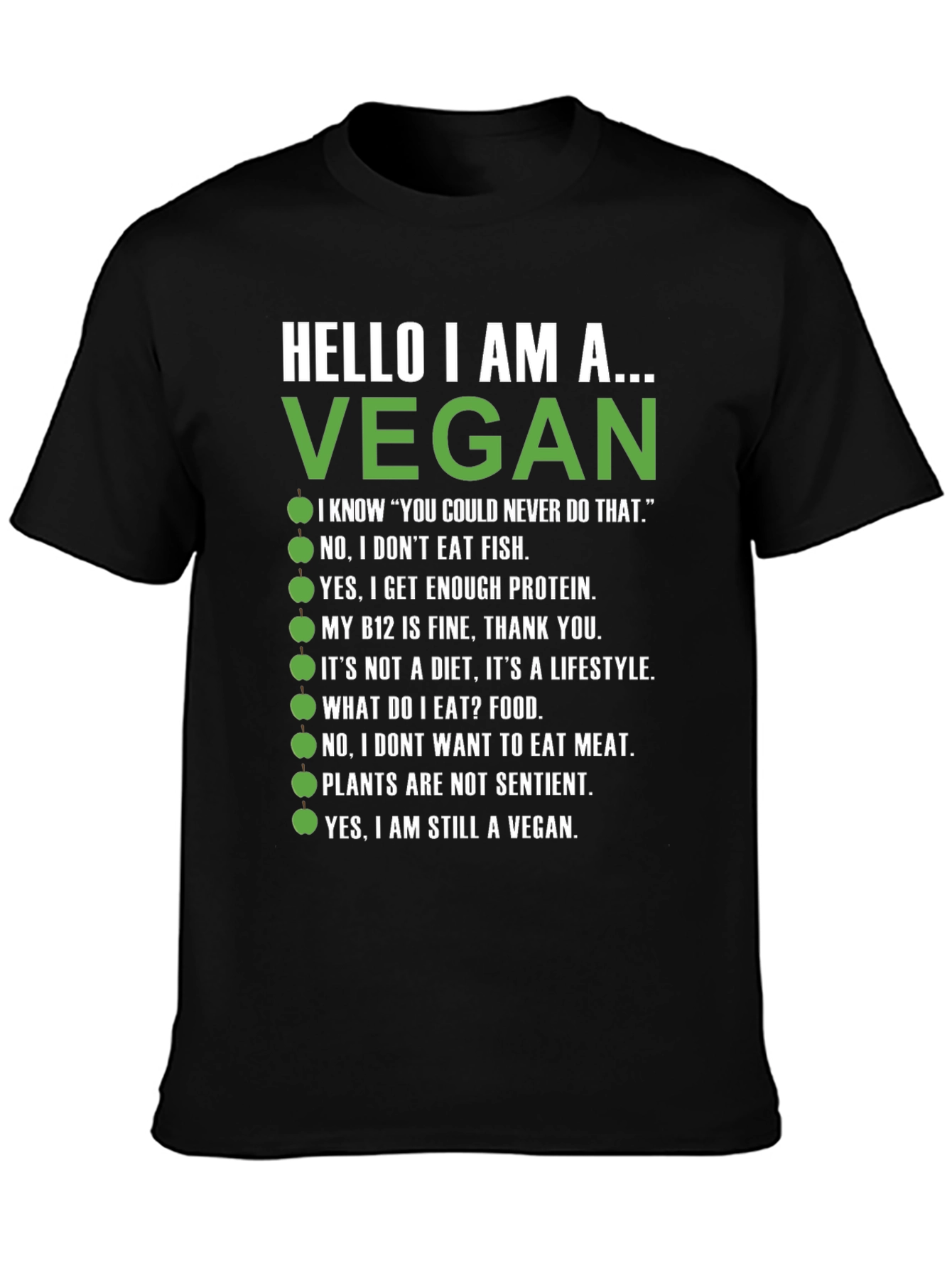 Black Vegan T-Shirt - Hello I Am A Vegan view 3