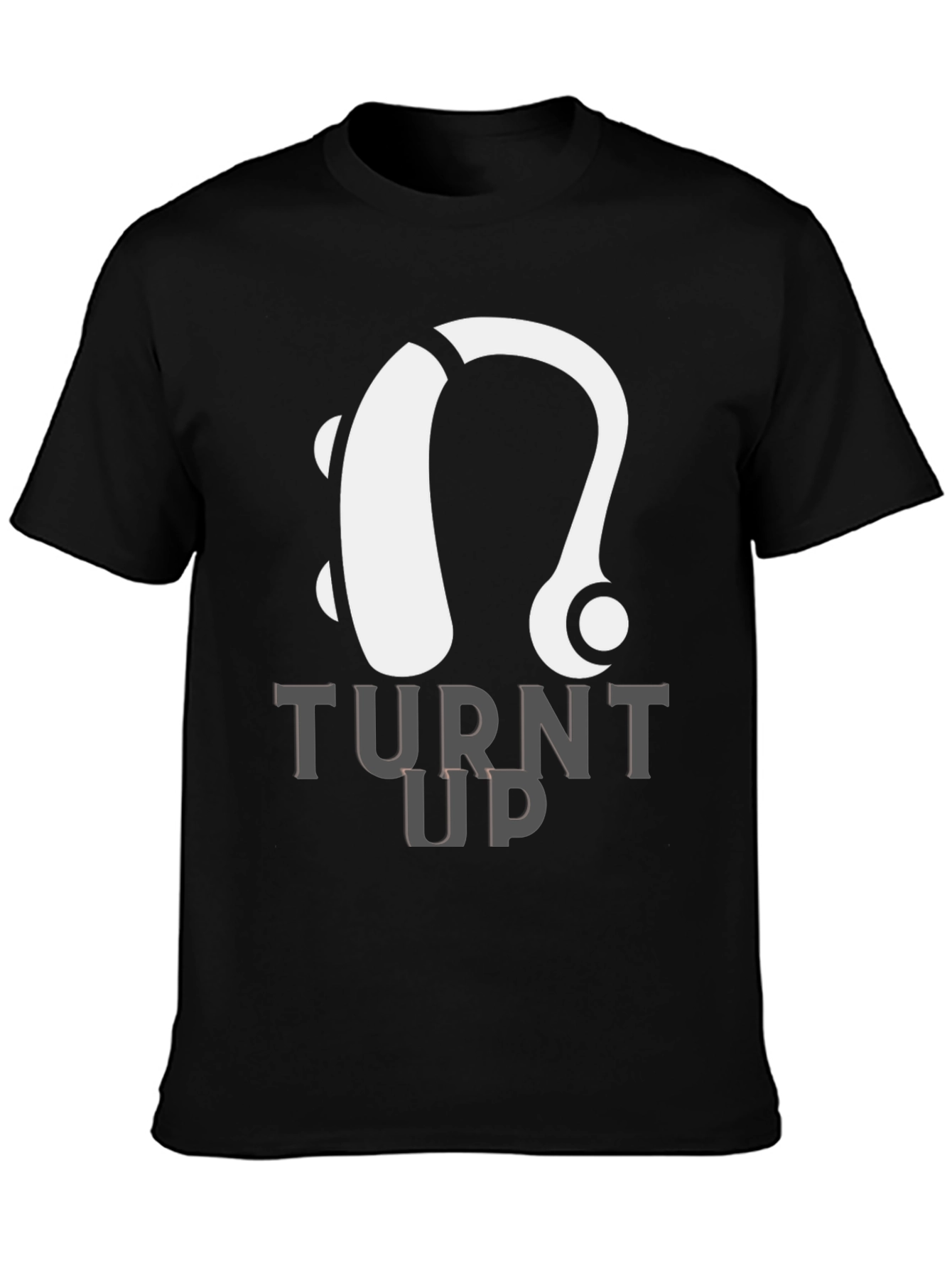 Black Turnt Up Hearing Aid T-Shirt view 3