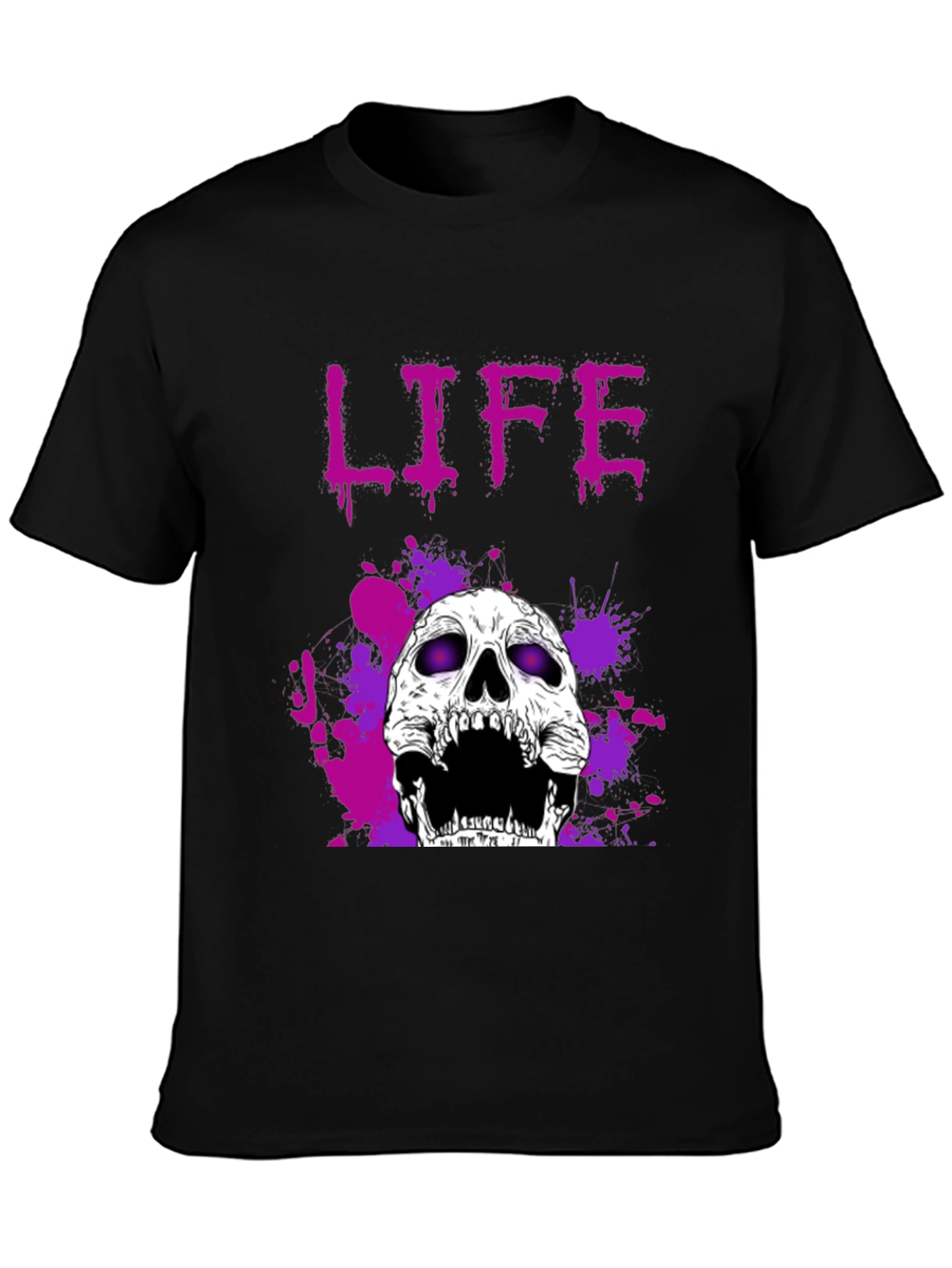 Black Life Skull Graphic Tee - Black view 3