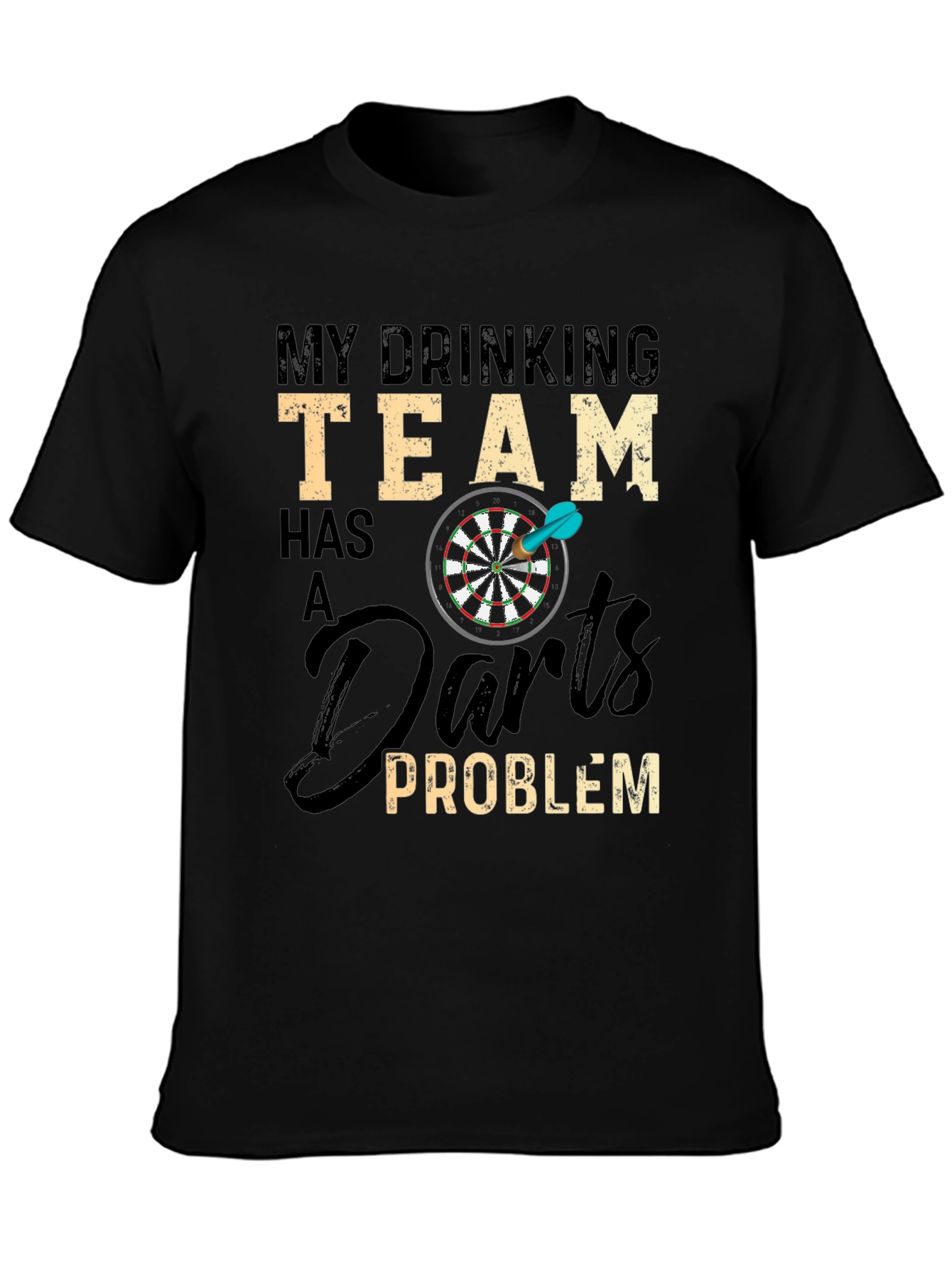 Black Drinking Team Darts Problem T-Shirt view 3