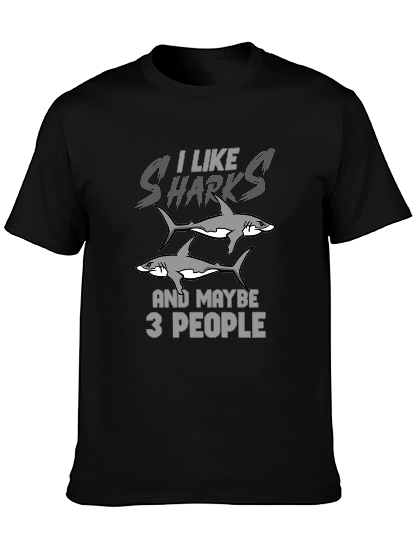 Black I Like Sharks T-Shirt - Graphic Tee - Unisex view 3