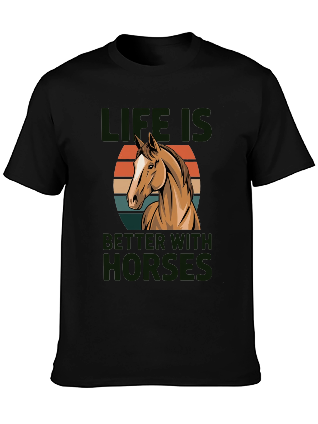 Black Life Is Better With Horses Graphic Tee Shirt view 3