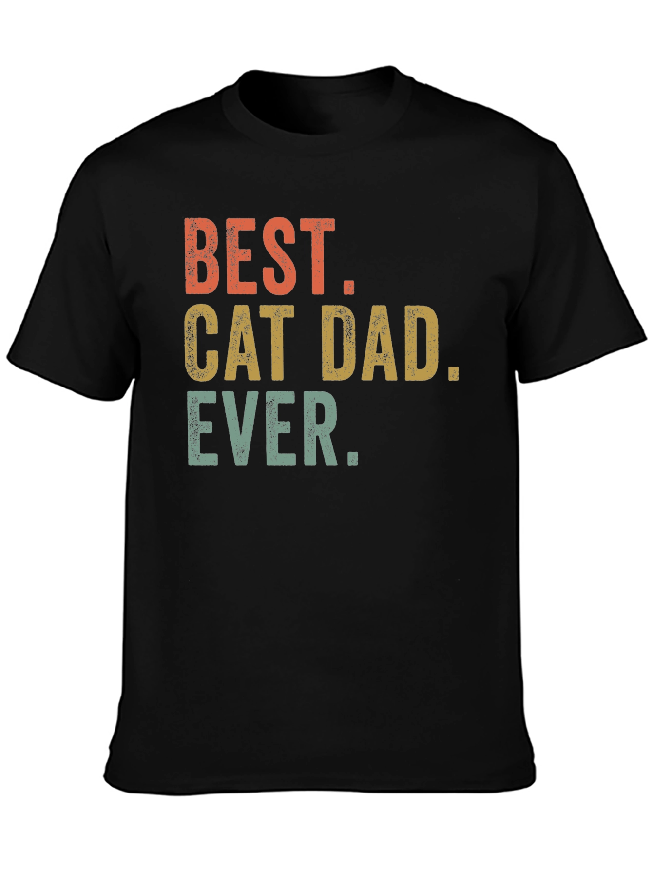 Black Best Cat Dad Ever T-Shirt - Black Graphic Tee view 3