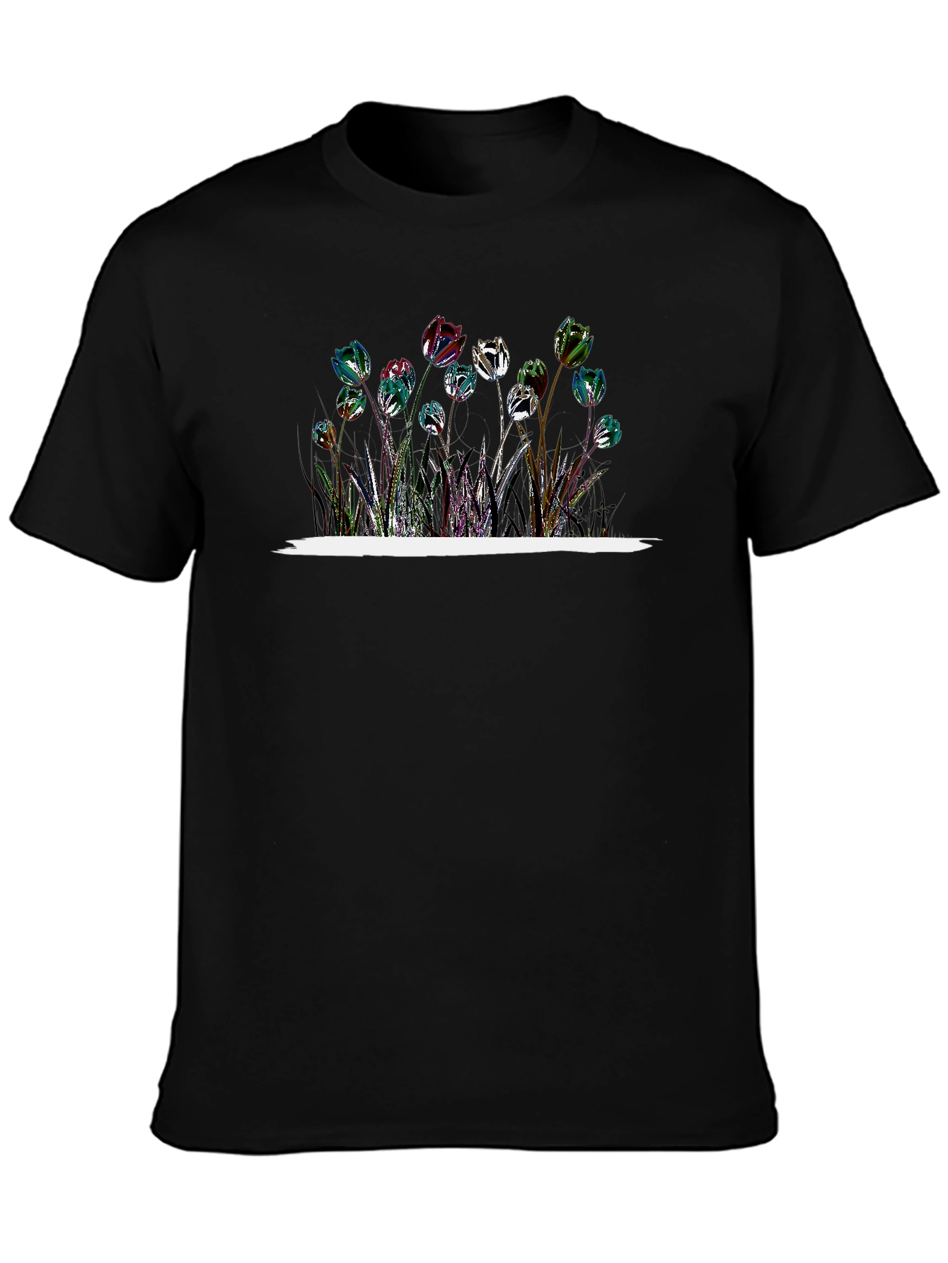 Black Floral Print Black T-Shirt - Stylish Men's Tee view 3