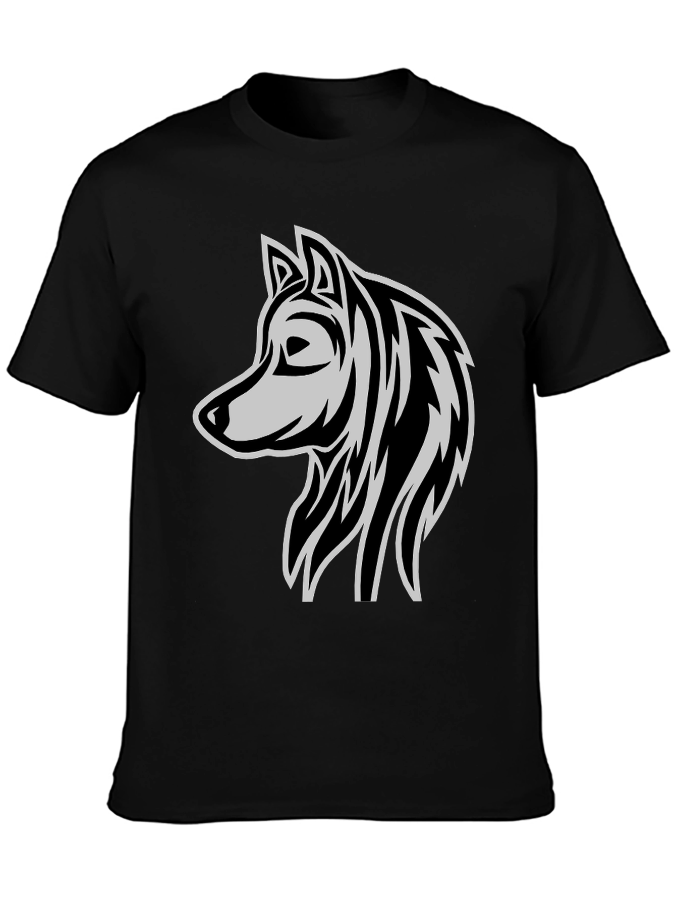 Black Wolf Graphic Black T-Shirt - Stylish Animal Design view 3